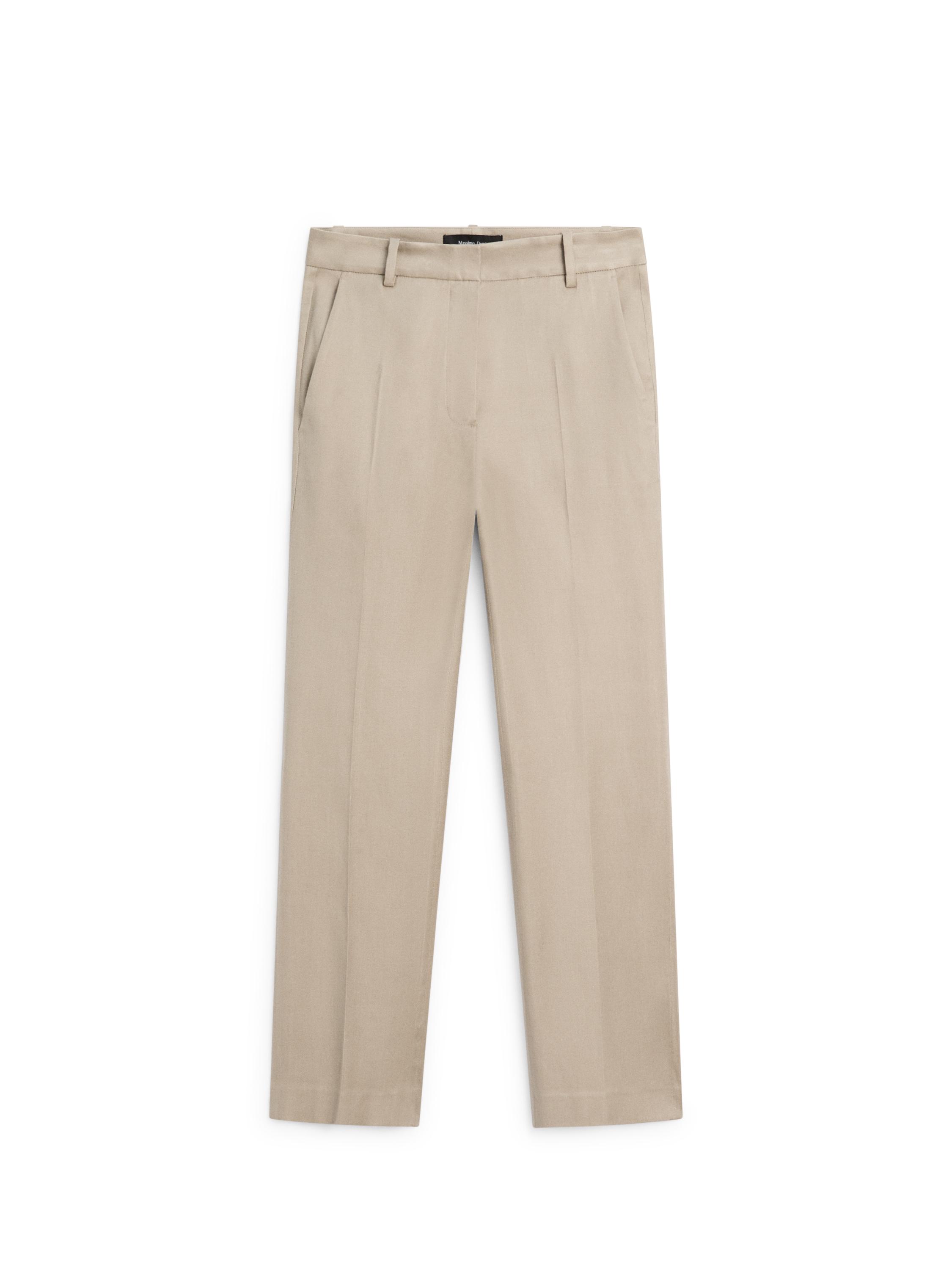 Straight-leg linen blend trousers — BEIGE