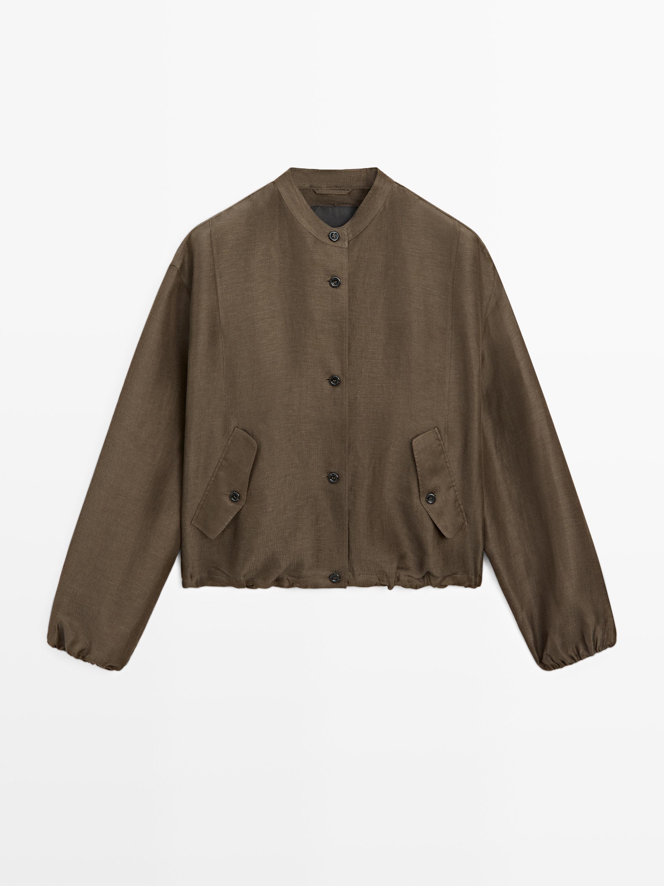 Linen and silk bomber jacket