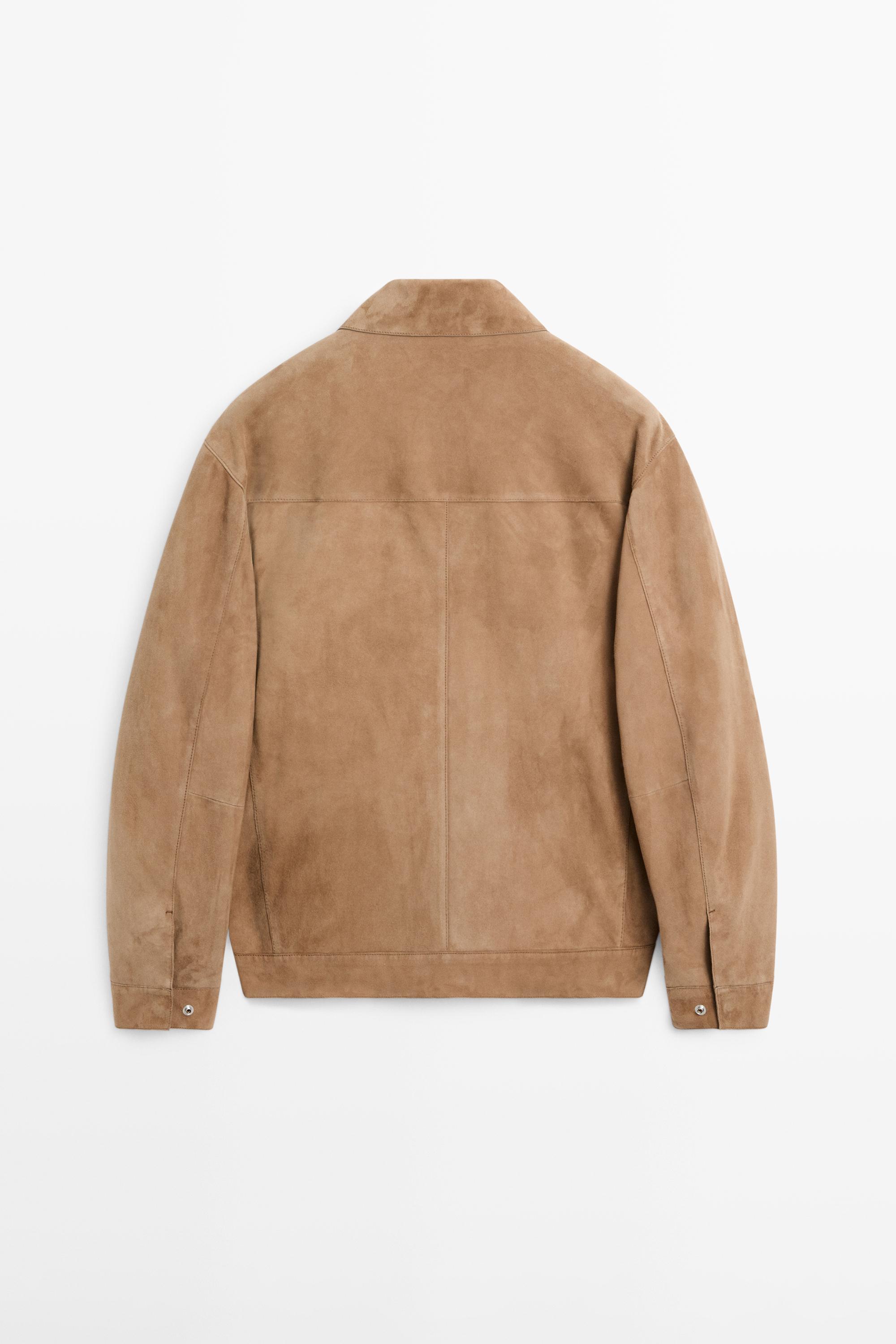 Suede leather jacket with pocket detail — MINK