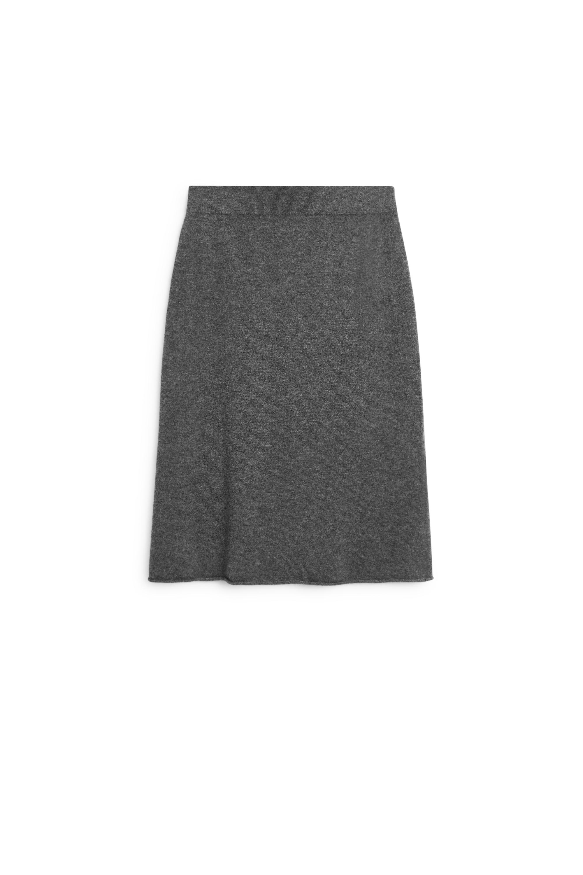 Wool blend knit co-ord skirt — MEDIUM GREY