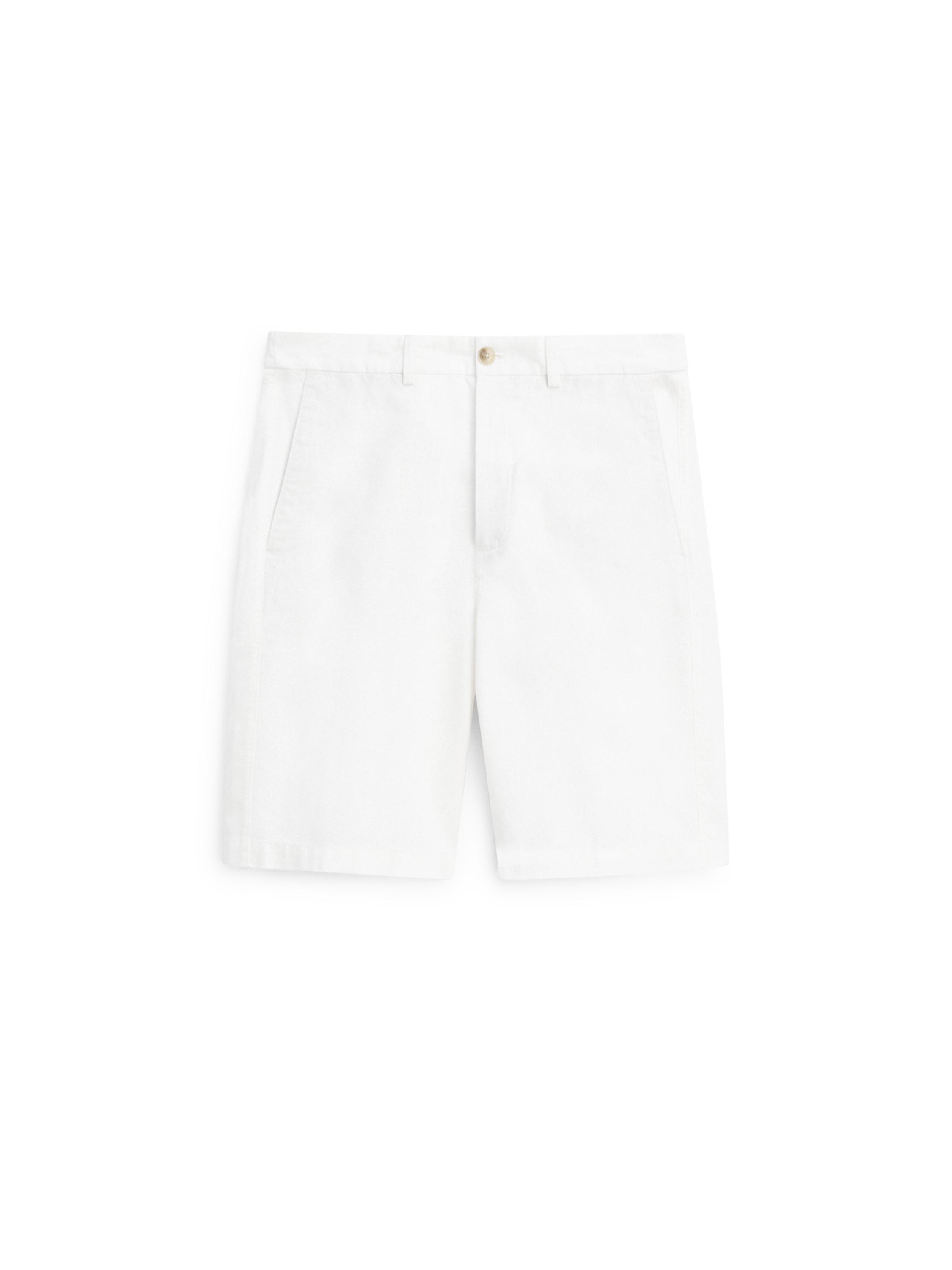 Linen blend Bermuda shorts — WHITE