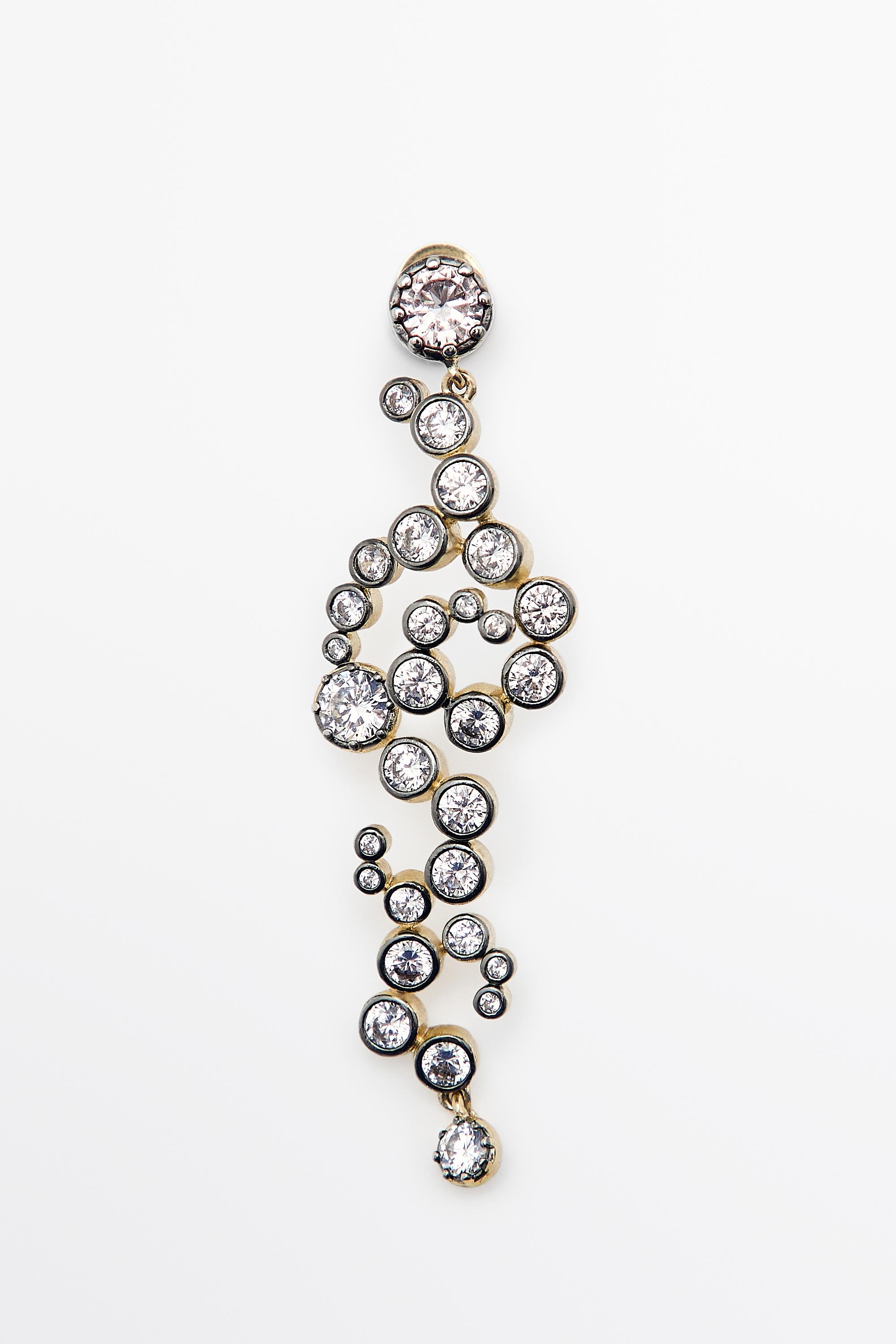 Spiral rhinestone dangle earrings — GOLDEN