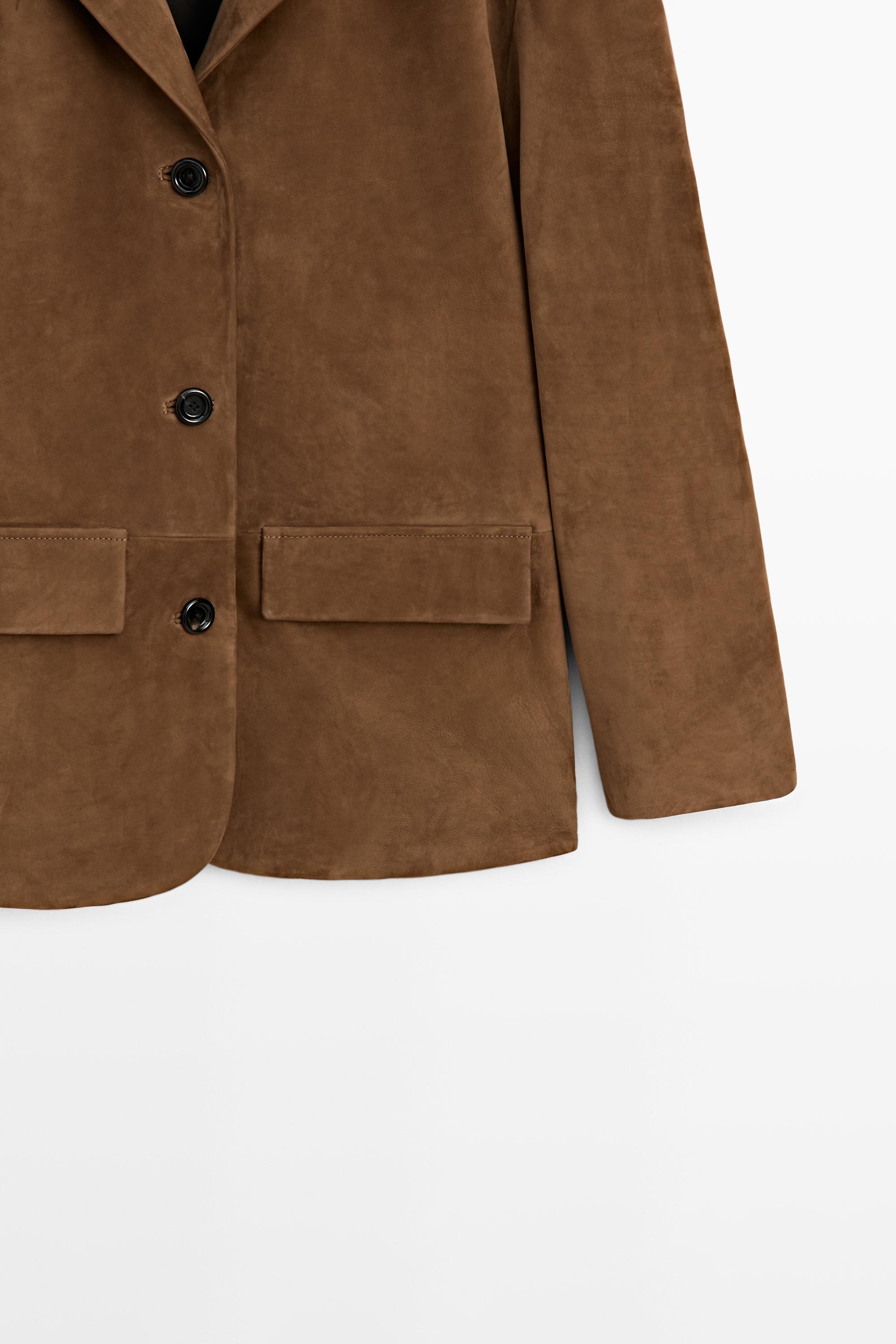 100% Suede lapel blazer — CAMEL