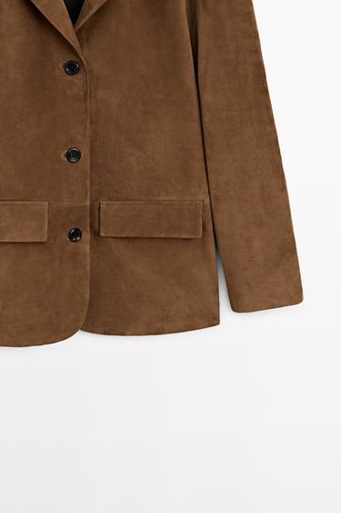 100% Suede lapel blazer — CAMEL 5