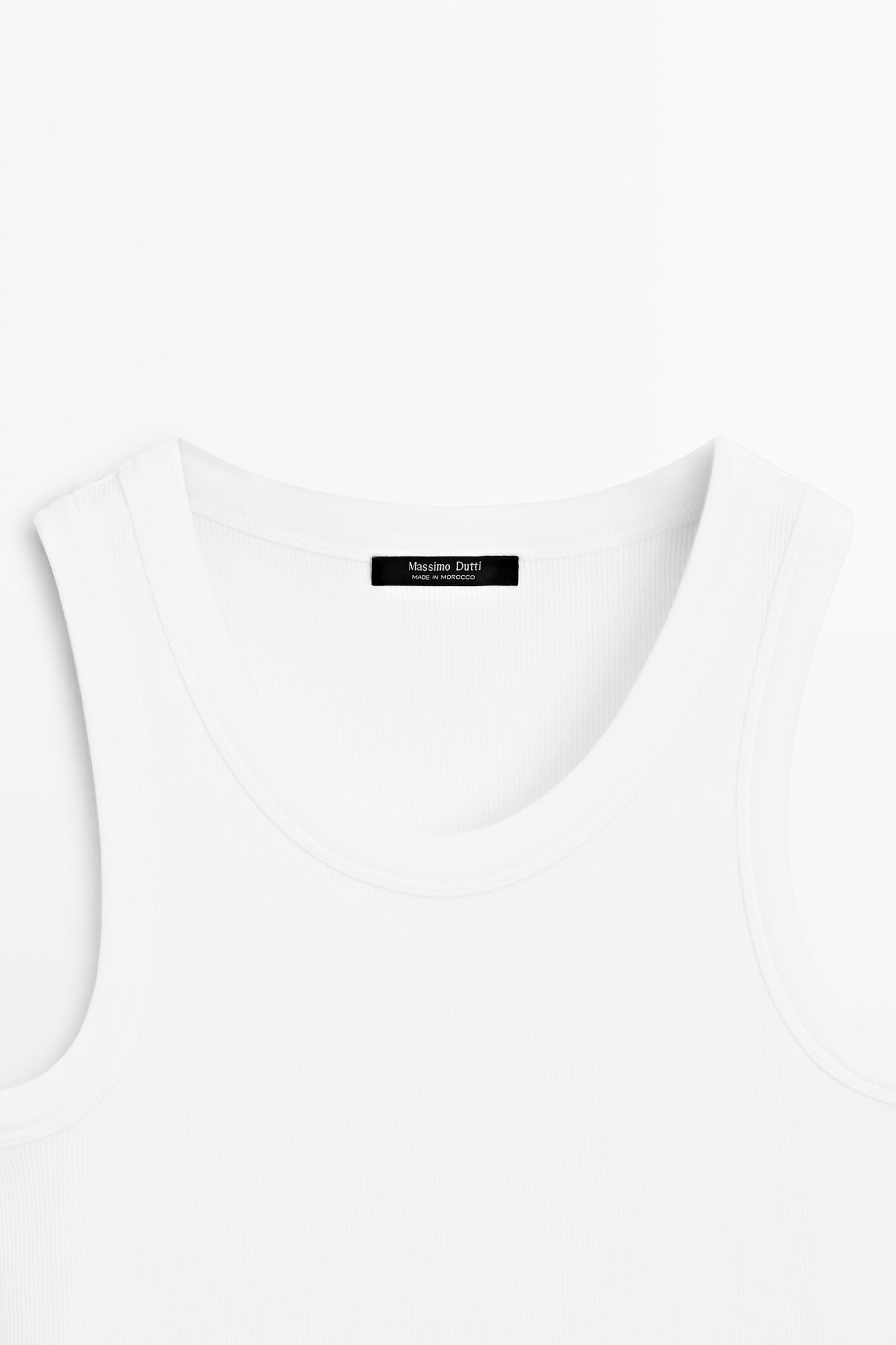 Cotton blend halter top — WHITE