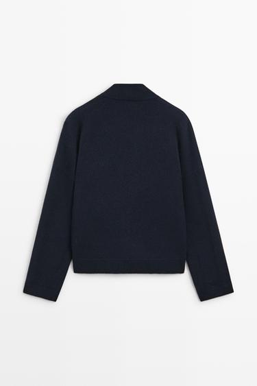 100% wool bomber jacket with pockets — NAVY BLUE 6