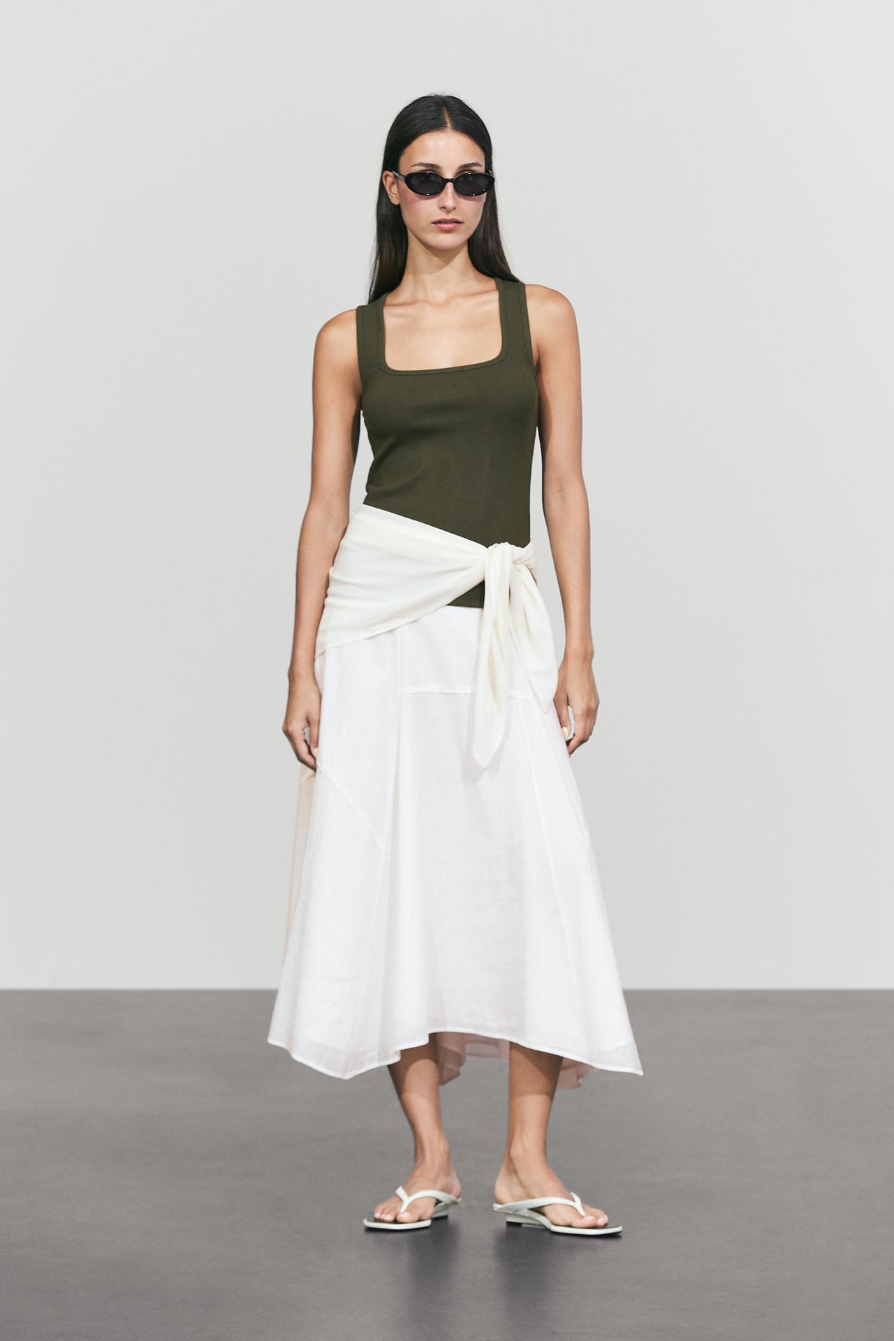 Square Neck Top — DARK KHAKI