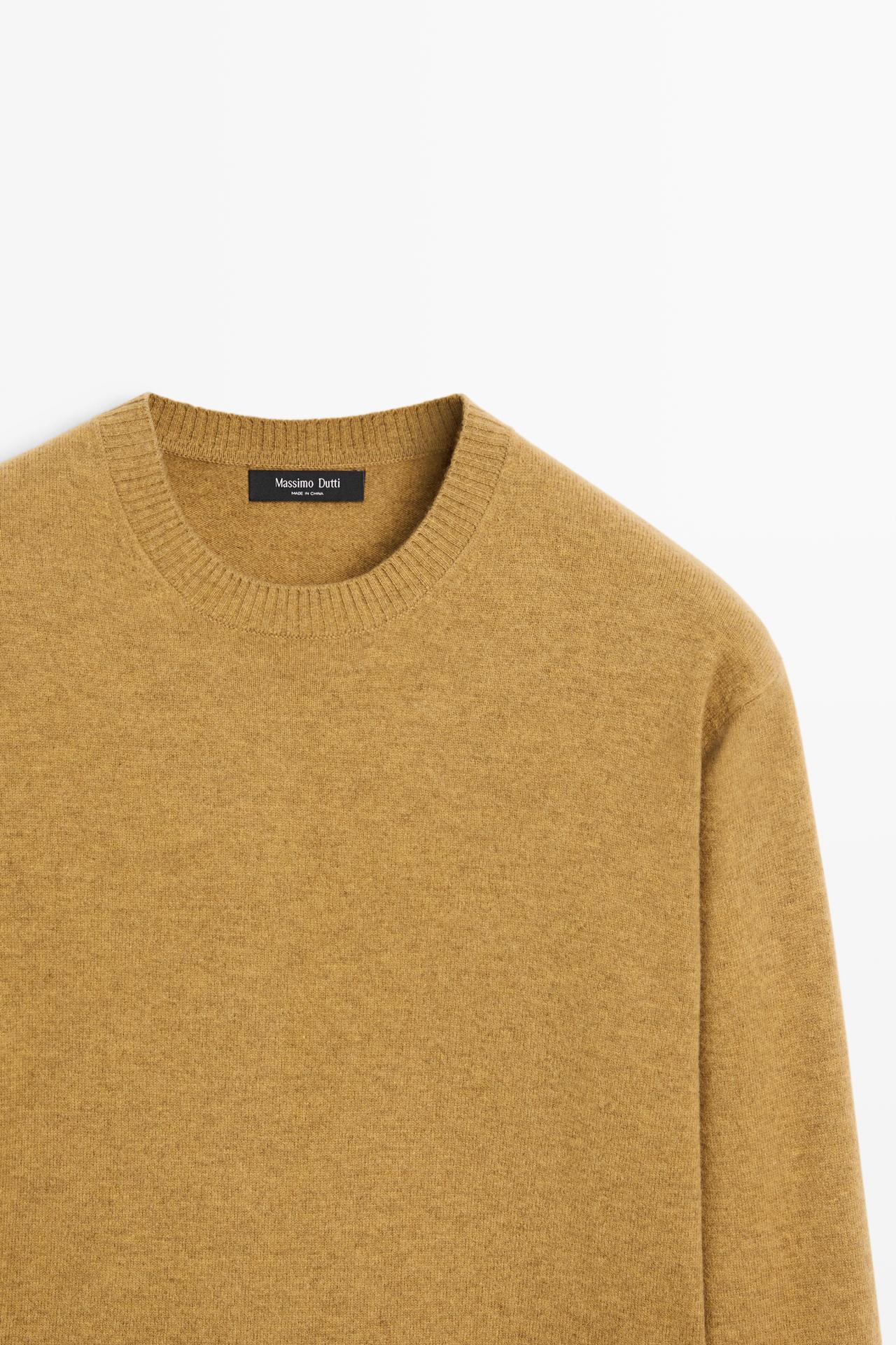 Wool blend round neck knit sweater — OCHRE