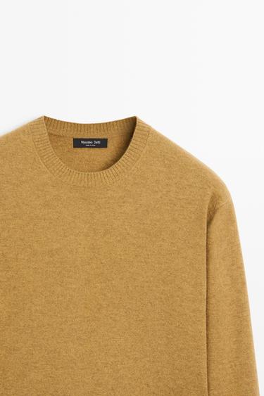 Wool blend round neck knit sweater — OCHRE 4