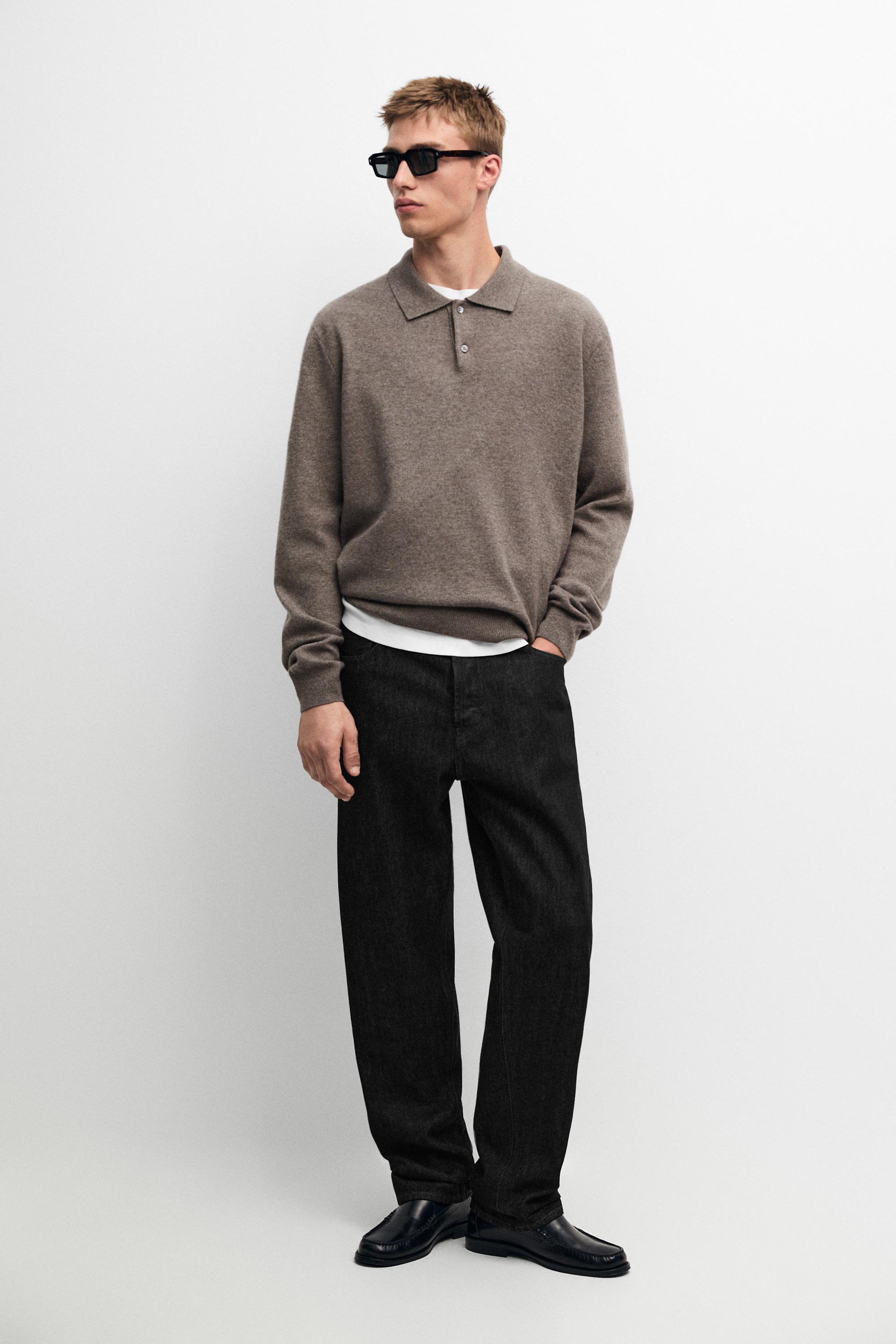 Maglia A Polo In Misto Lana - Kaki Oscuro - Xxl - Massimo Dutti - Male-image