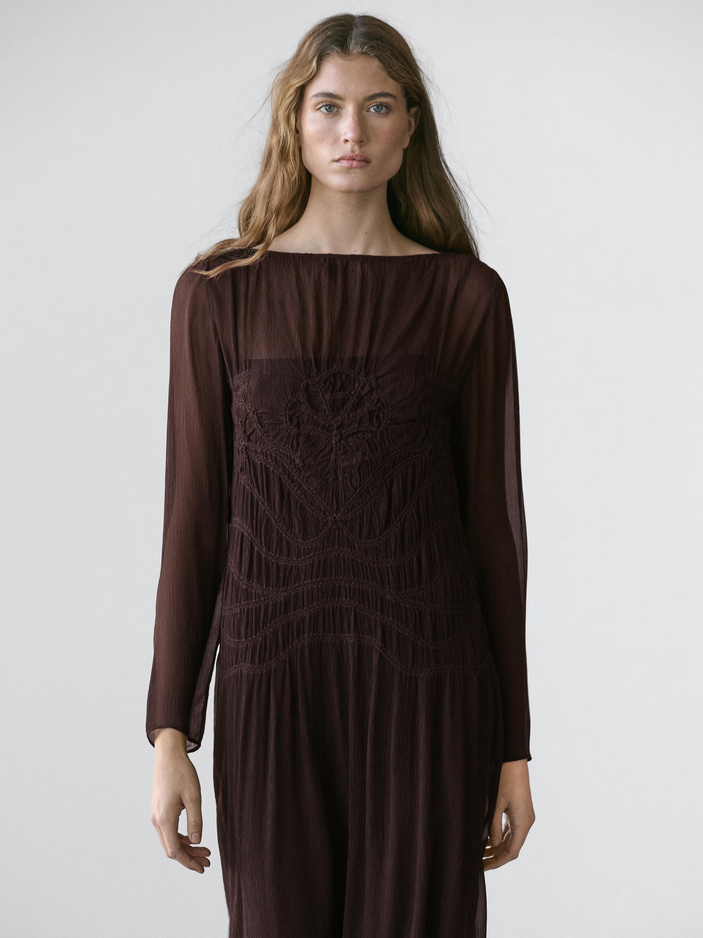 Lepršava midi haljina sa nabiranjem