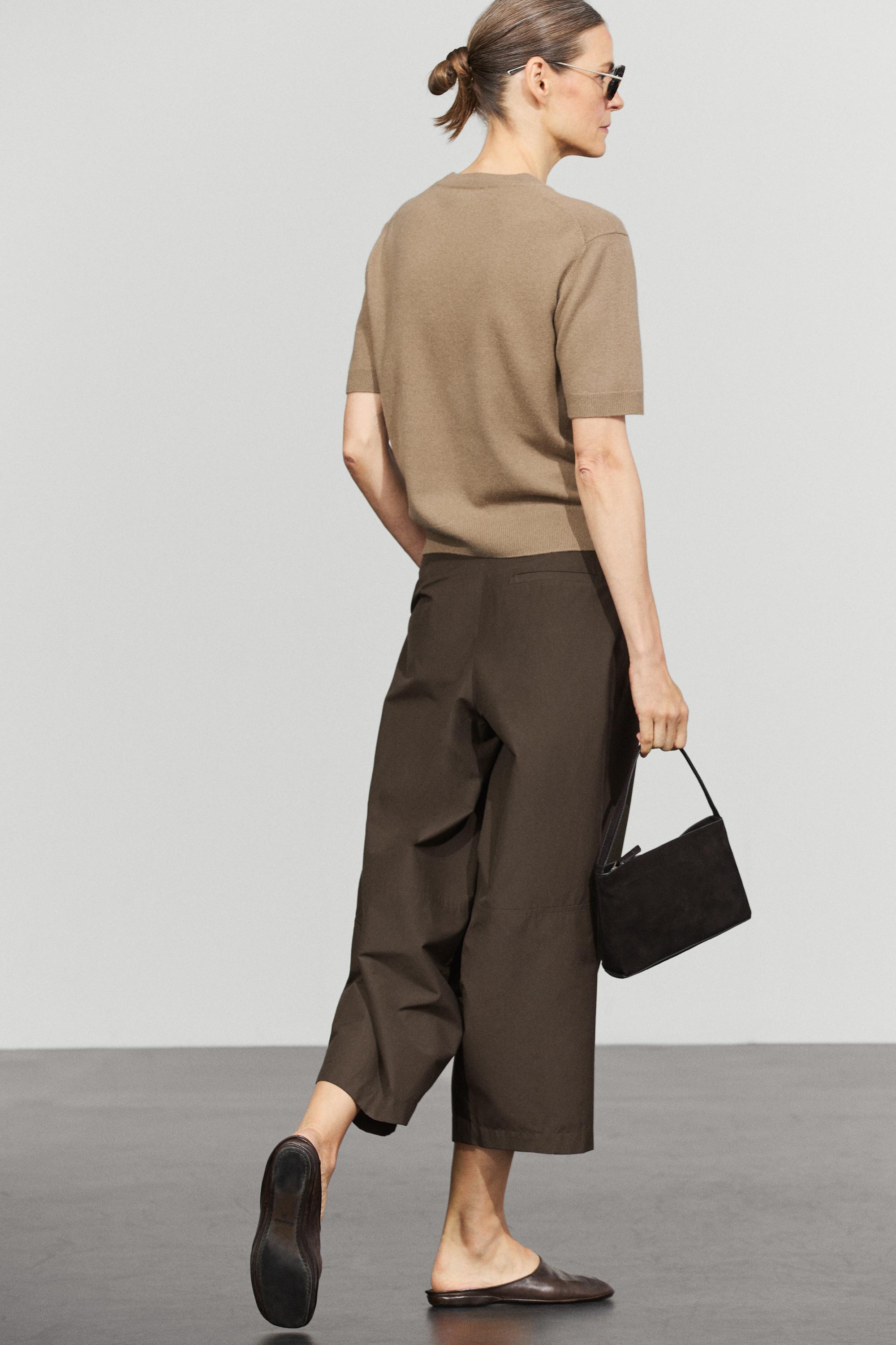 Wool blend short-sleeve knit sweater — GREENISH