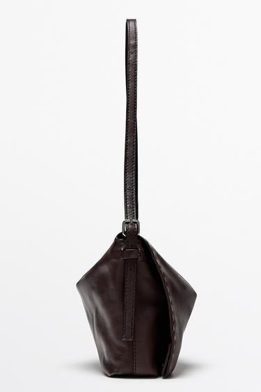 Nappa leather mini bag with stitch detail — BROWN 4