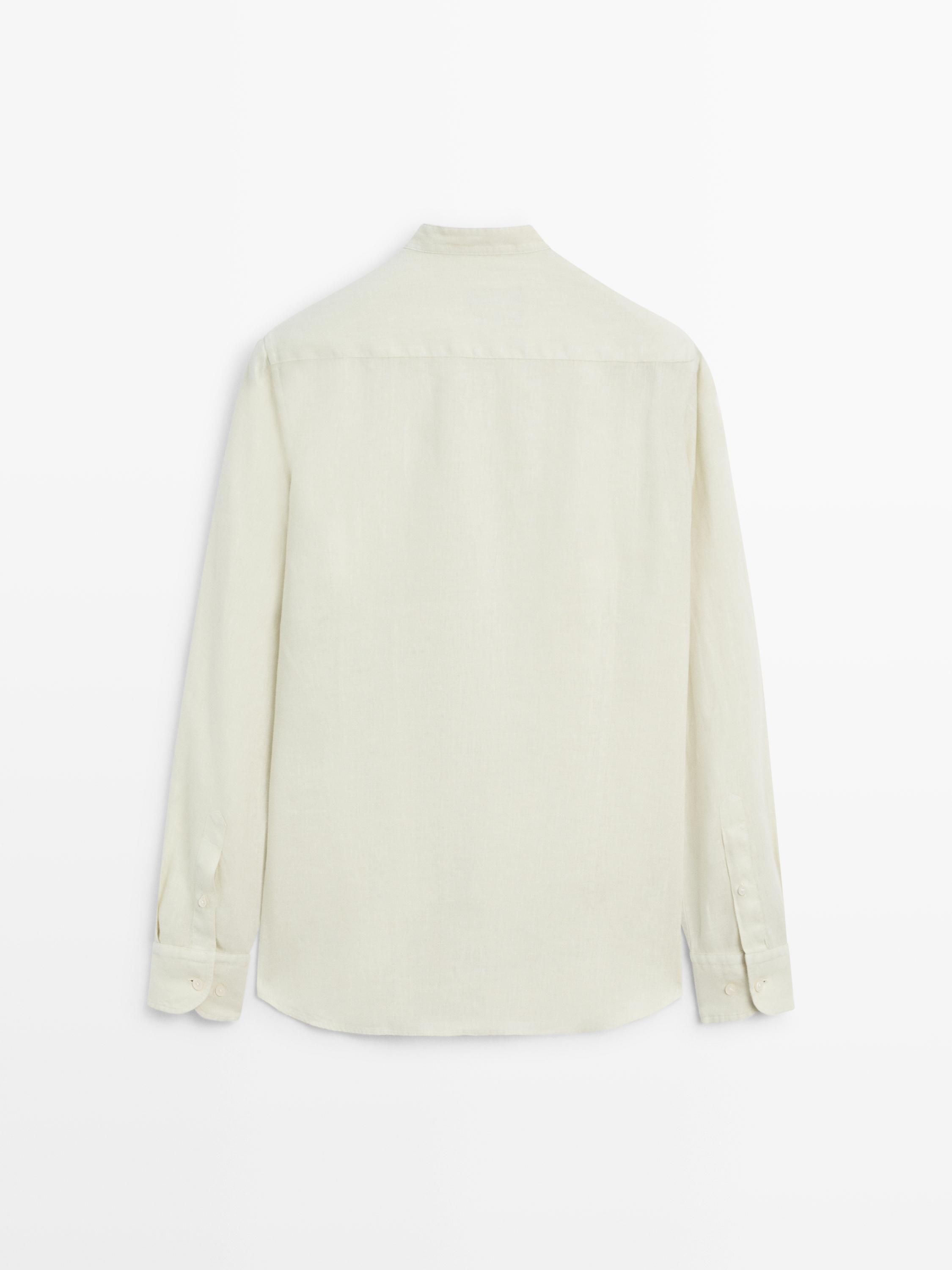 Slim fit stand collar shirt — Green