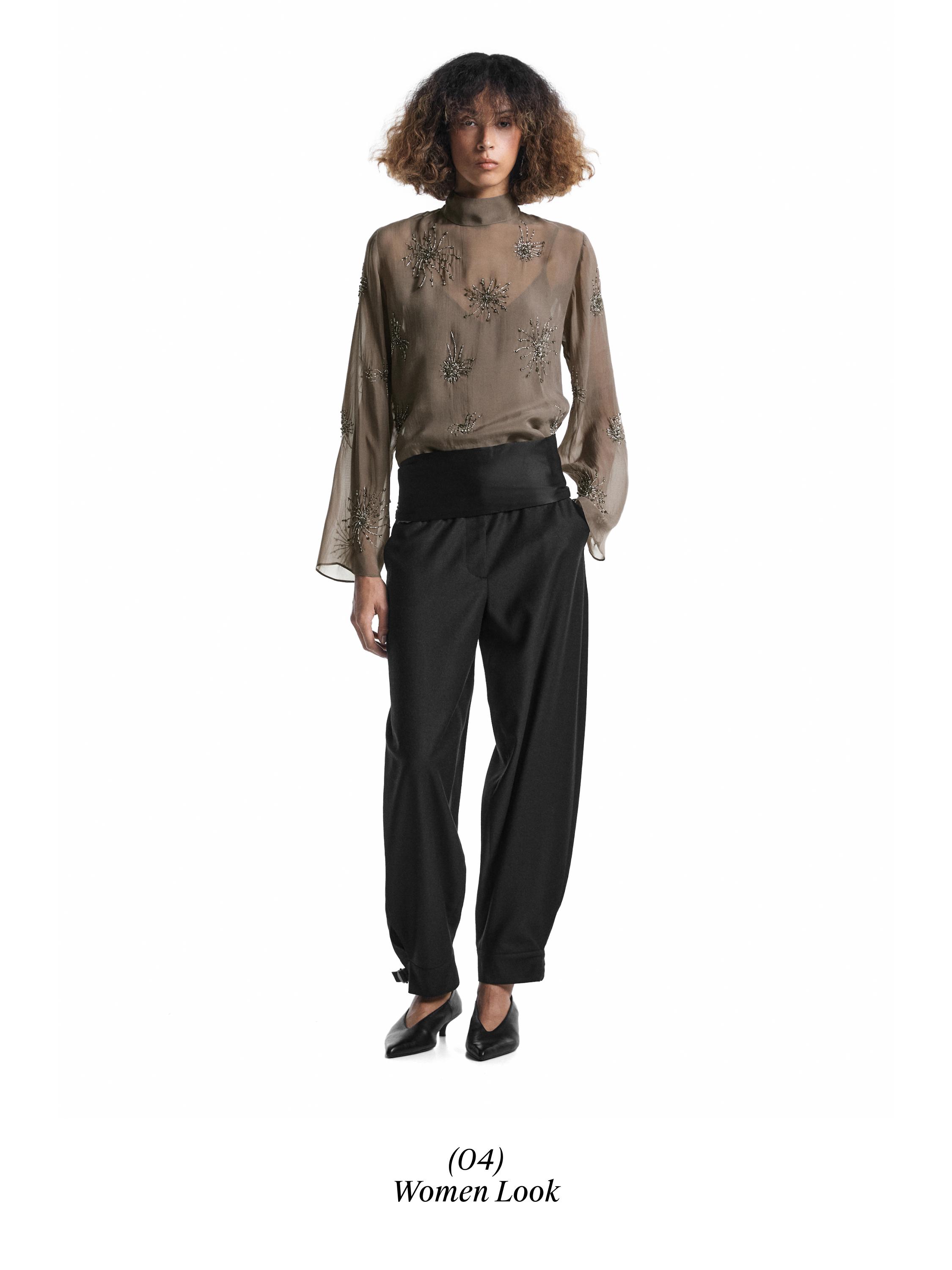 Pumphose aus Wollmischgewebe mit Schnalle