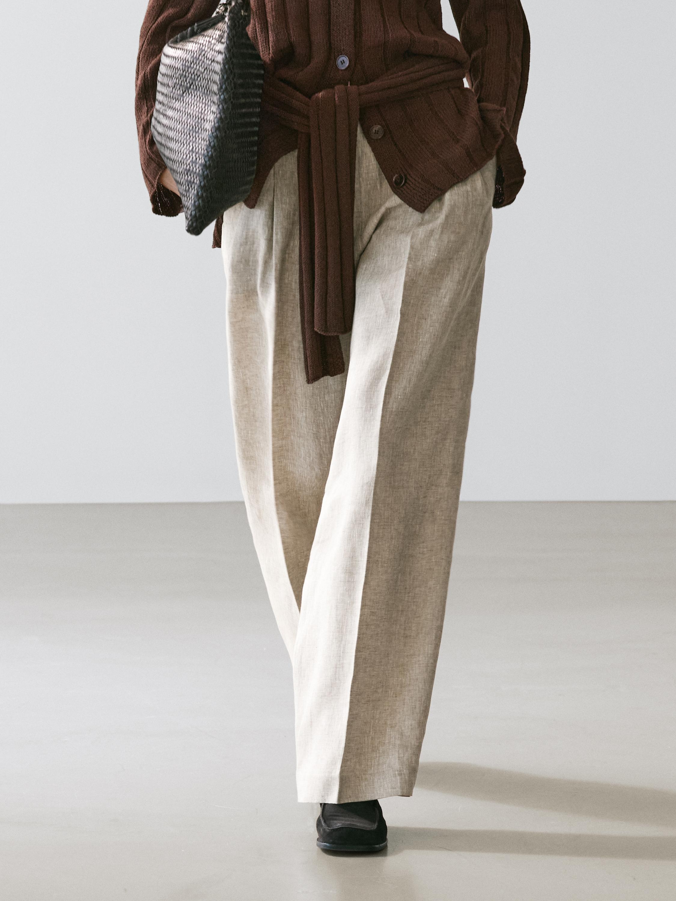 Linen suit trousers — BEIGE