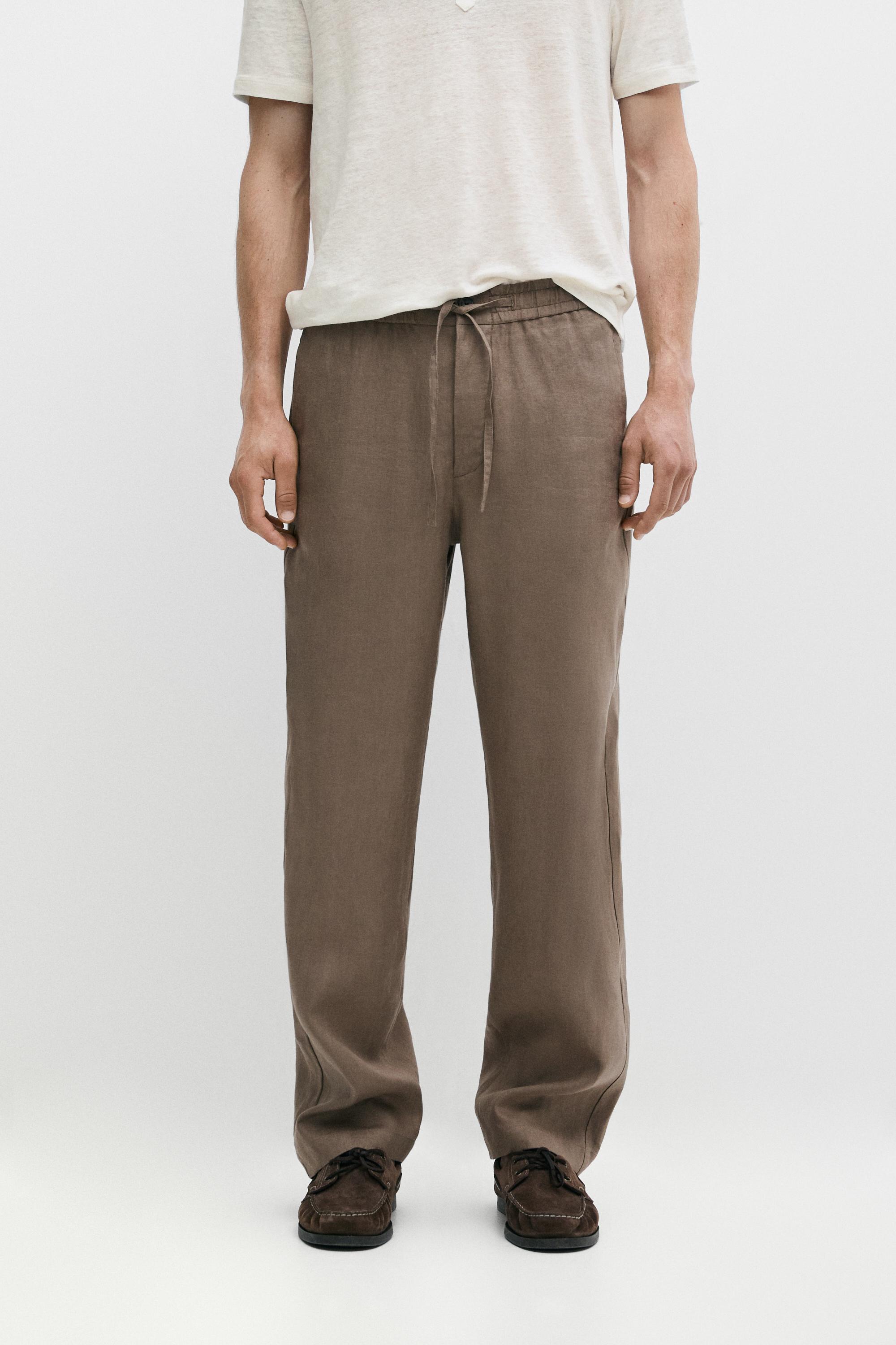 100% linen relaxed fit pants — MINK