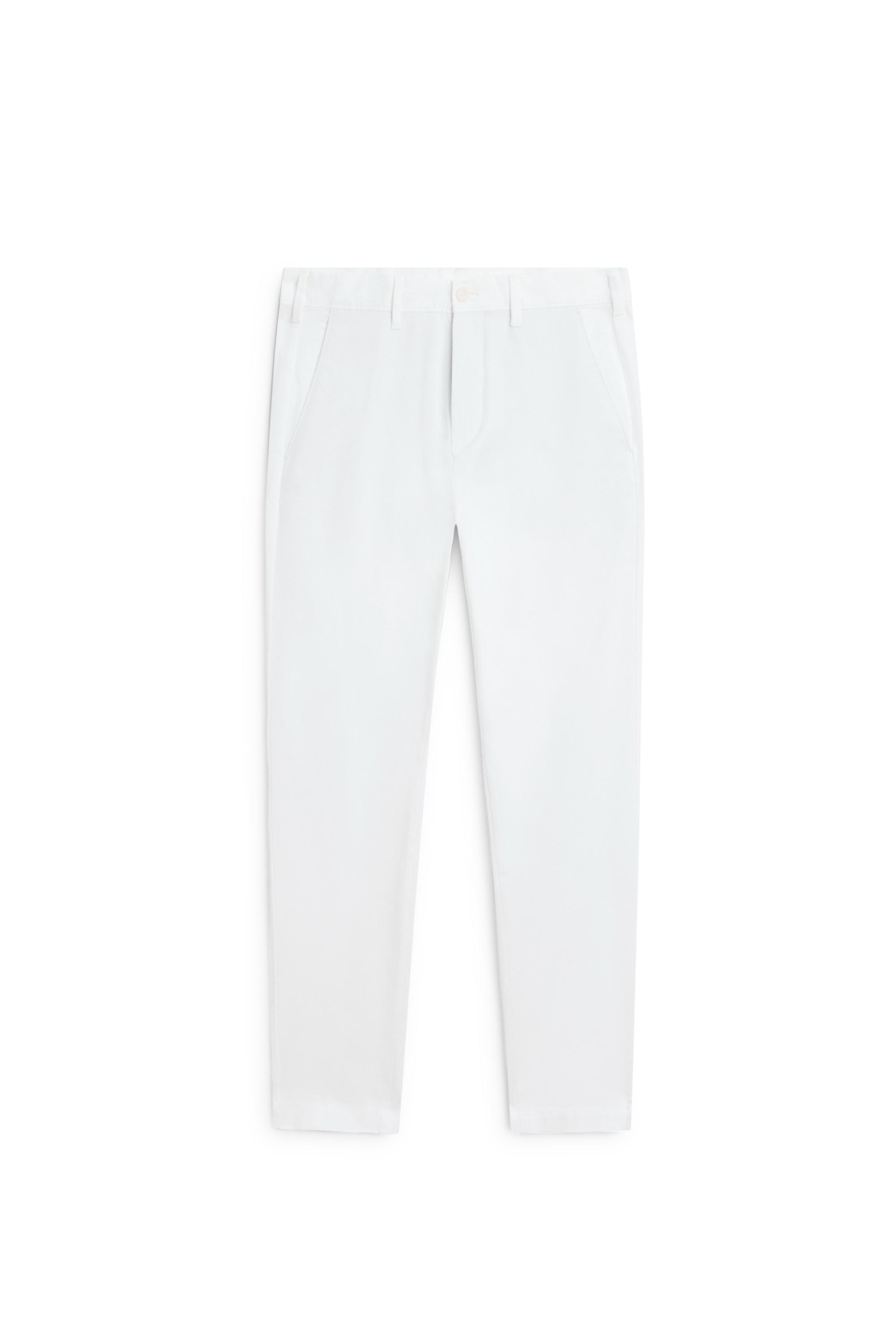 Cotton blend slim fit pants — Off white