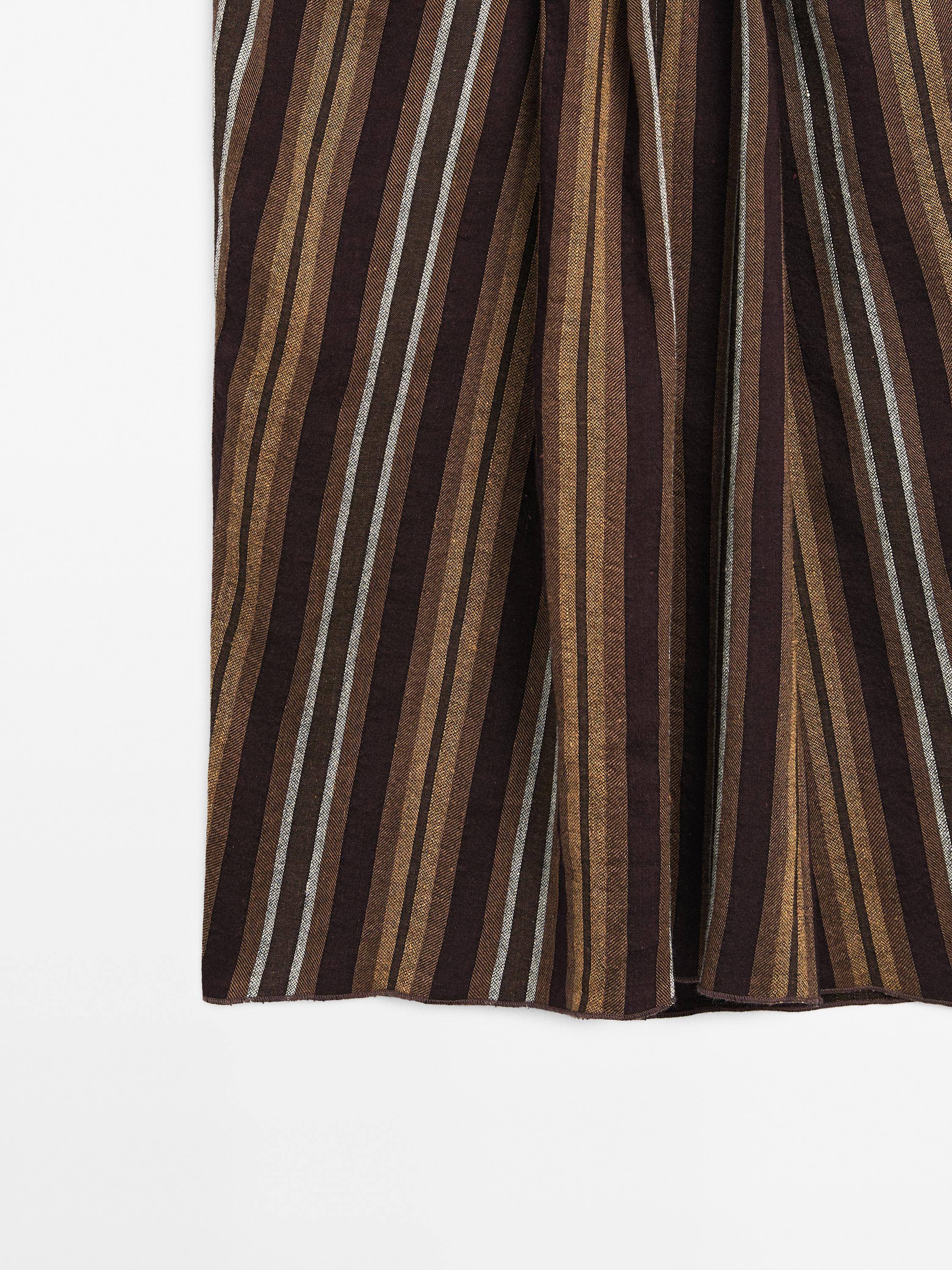 Striped linen blend midi skirt - Studio