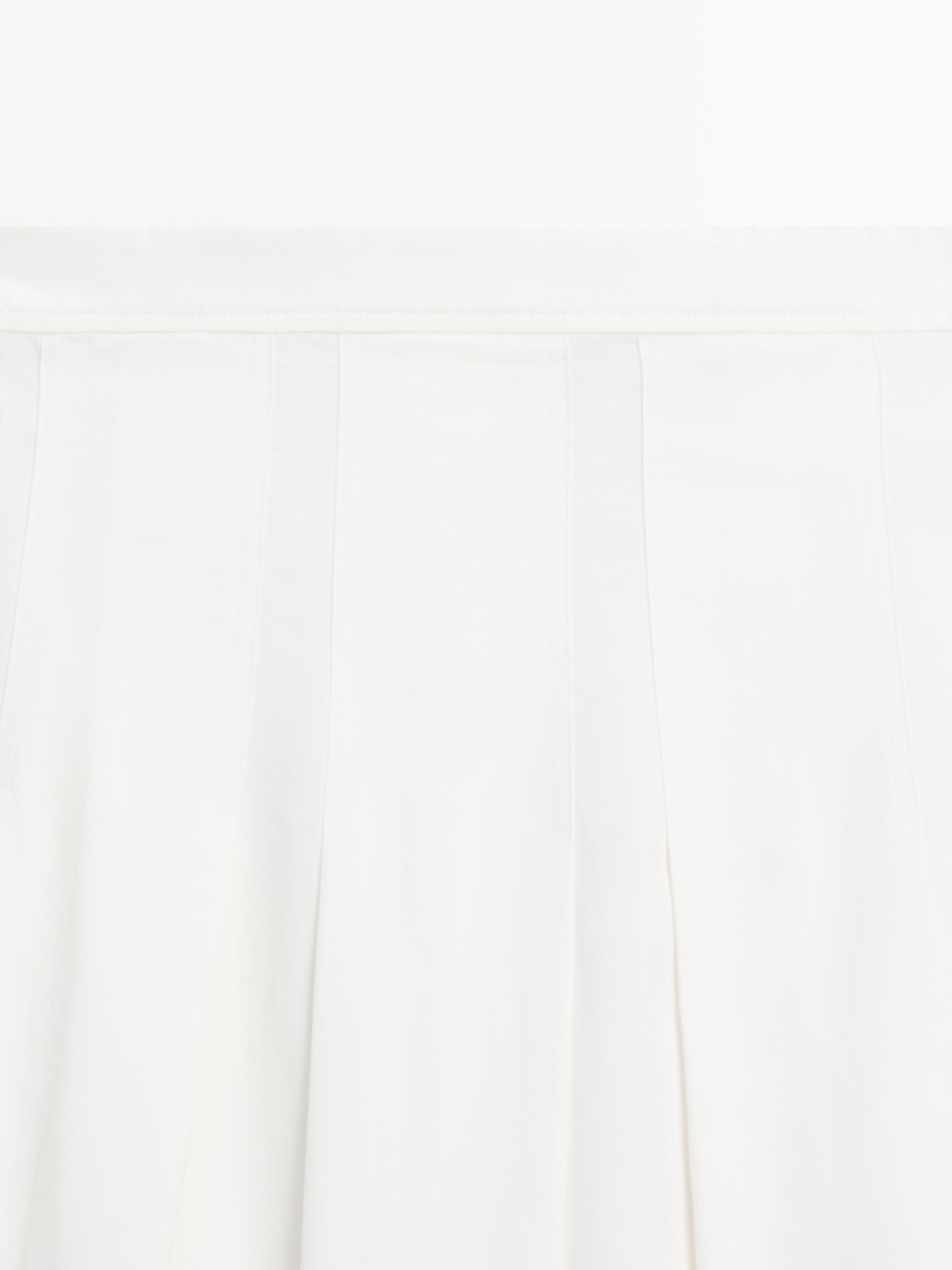Midi skirt with box pleats — WHITE