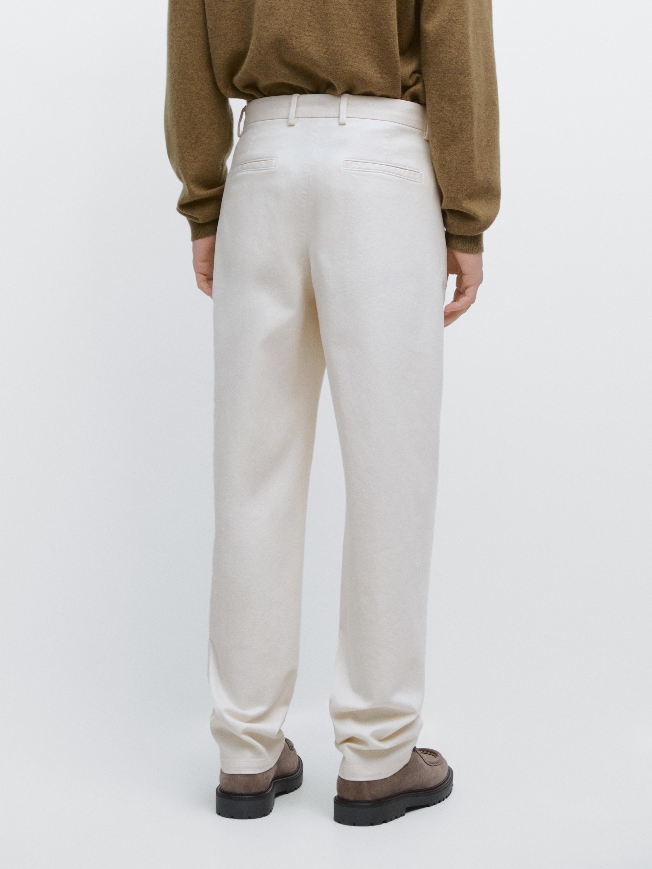 Cotton twill pants with elasticated waistband — Off white