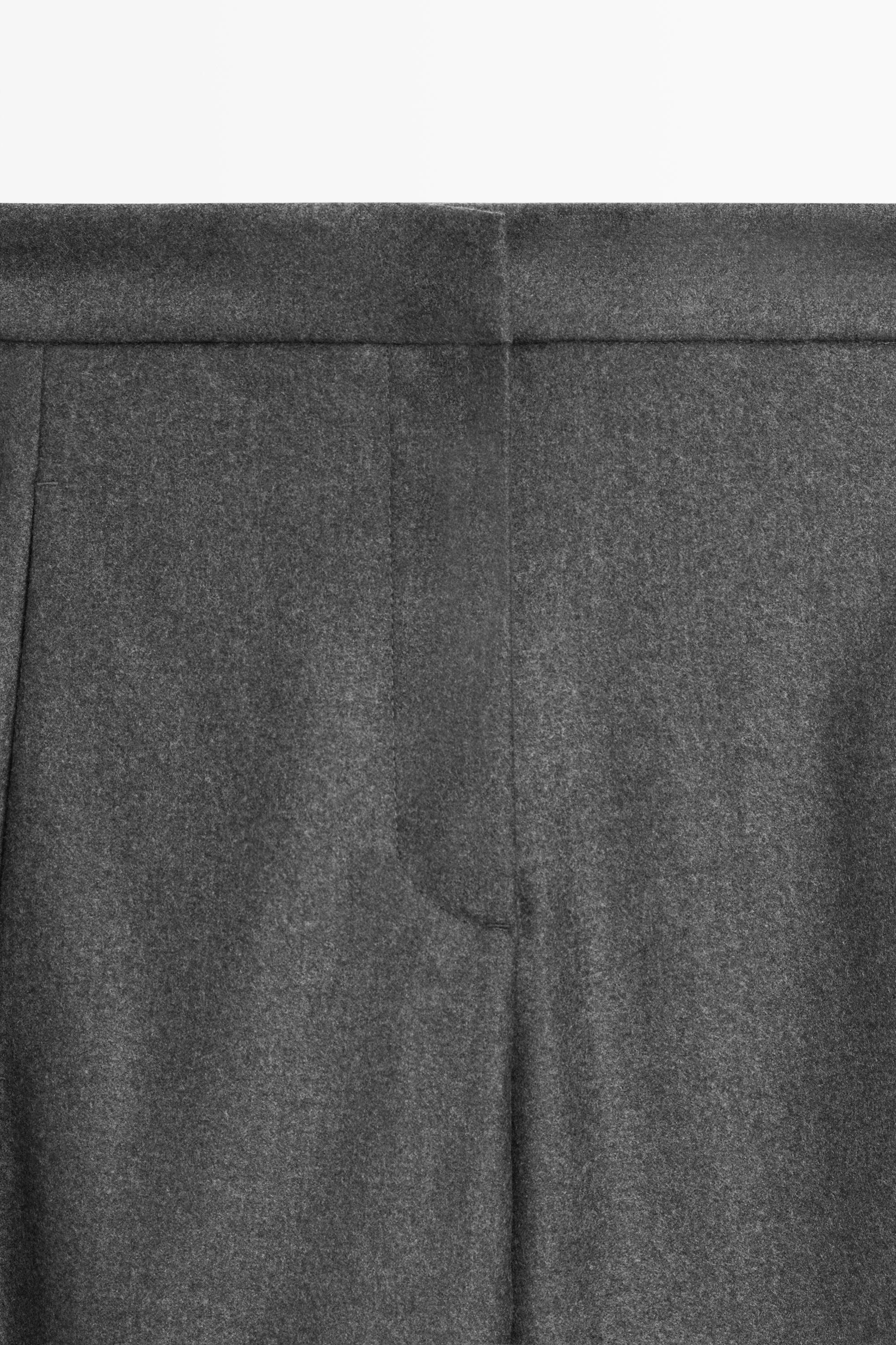 100% wool trousers with hem button detail — DARK GREY