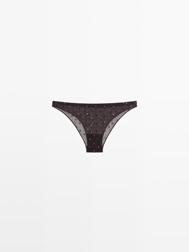 Semi-sheer polka dot briefs — MOLE BROWN 6