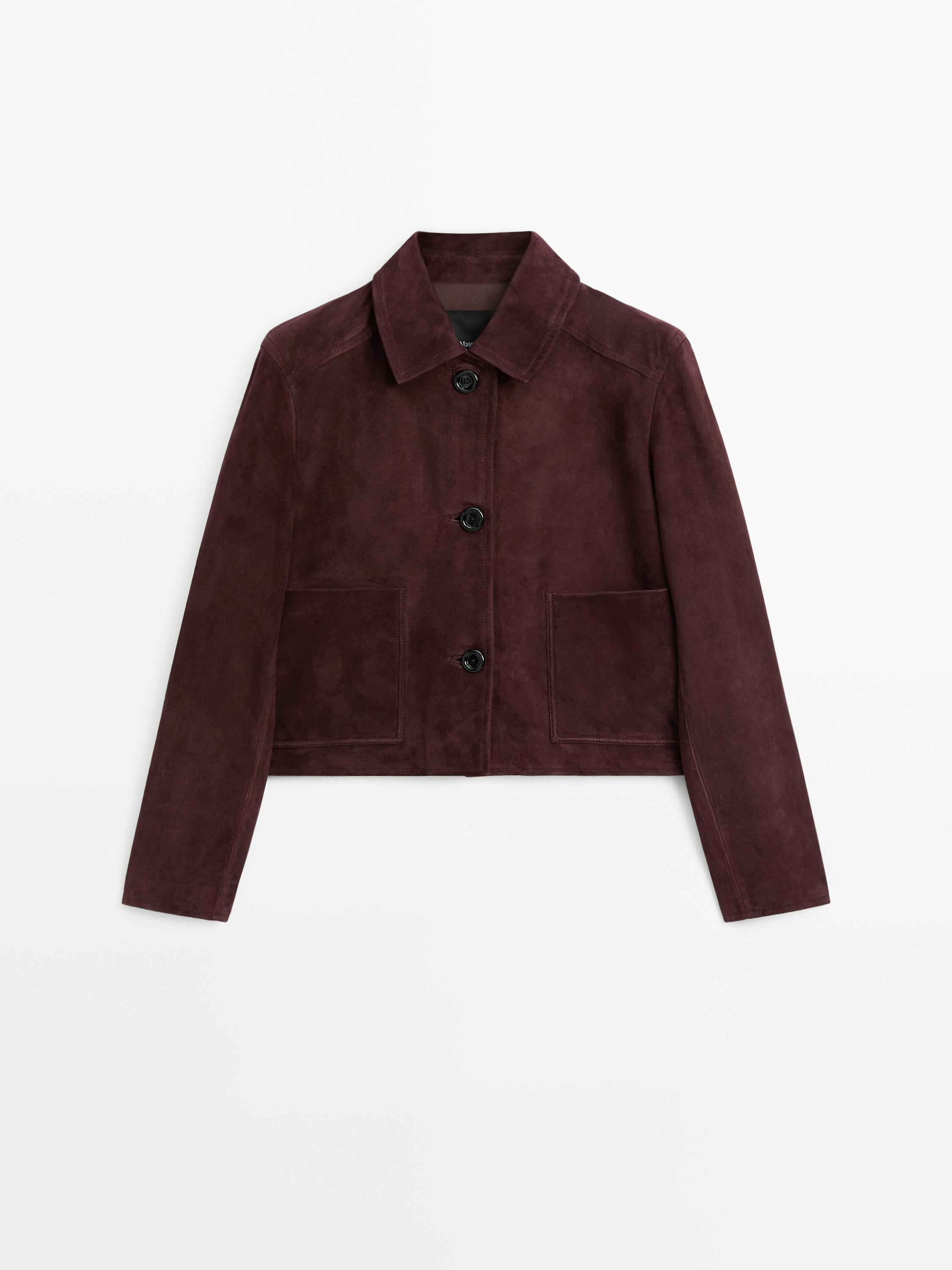 Short suede leather jacket