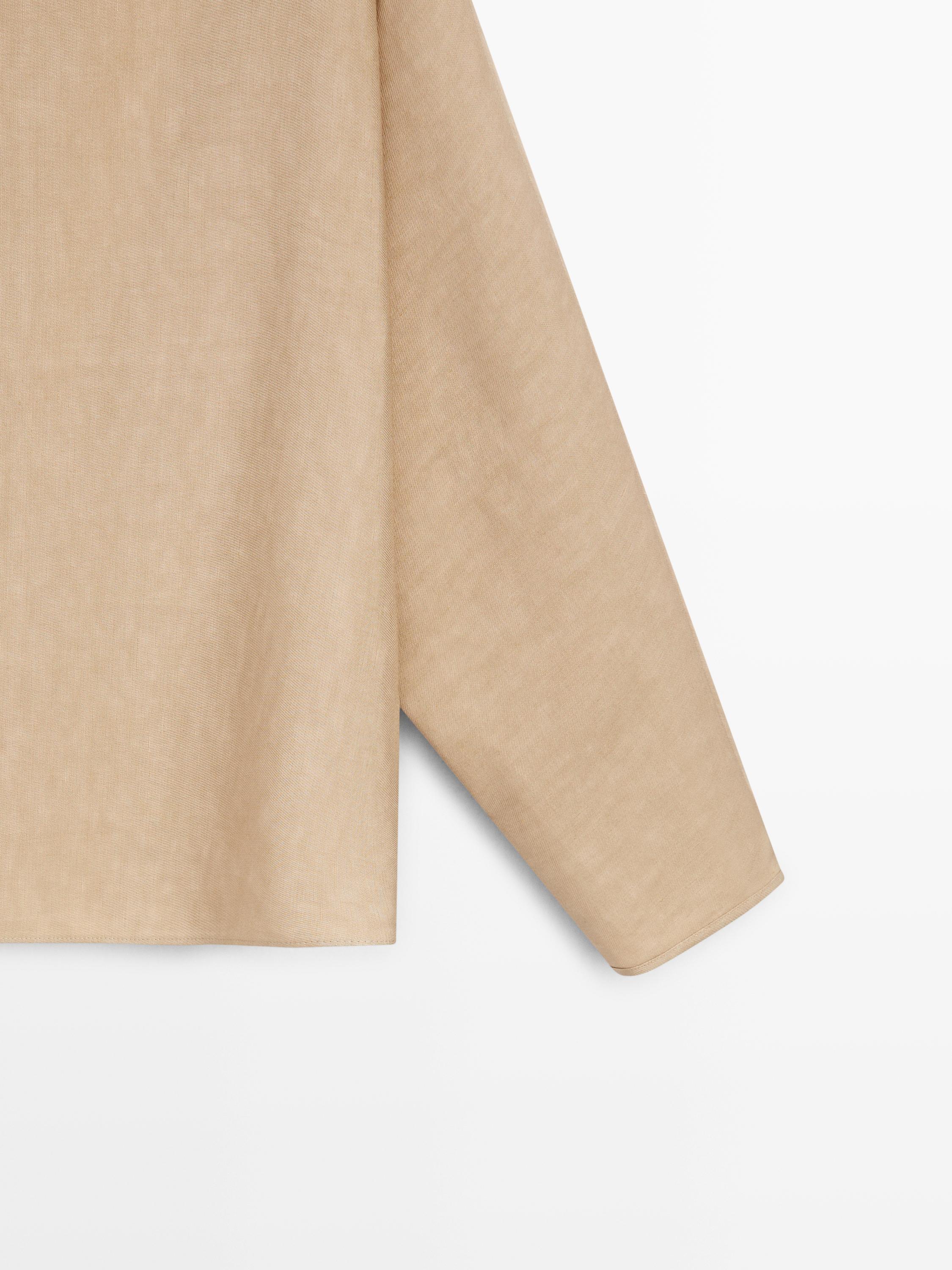 Flowing boat neck shirt — BEIGE