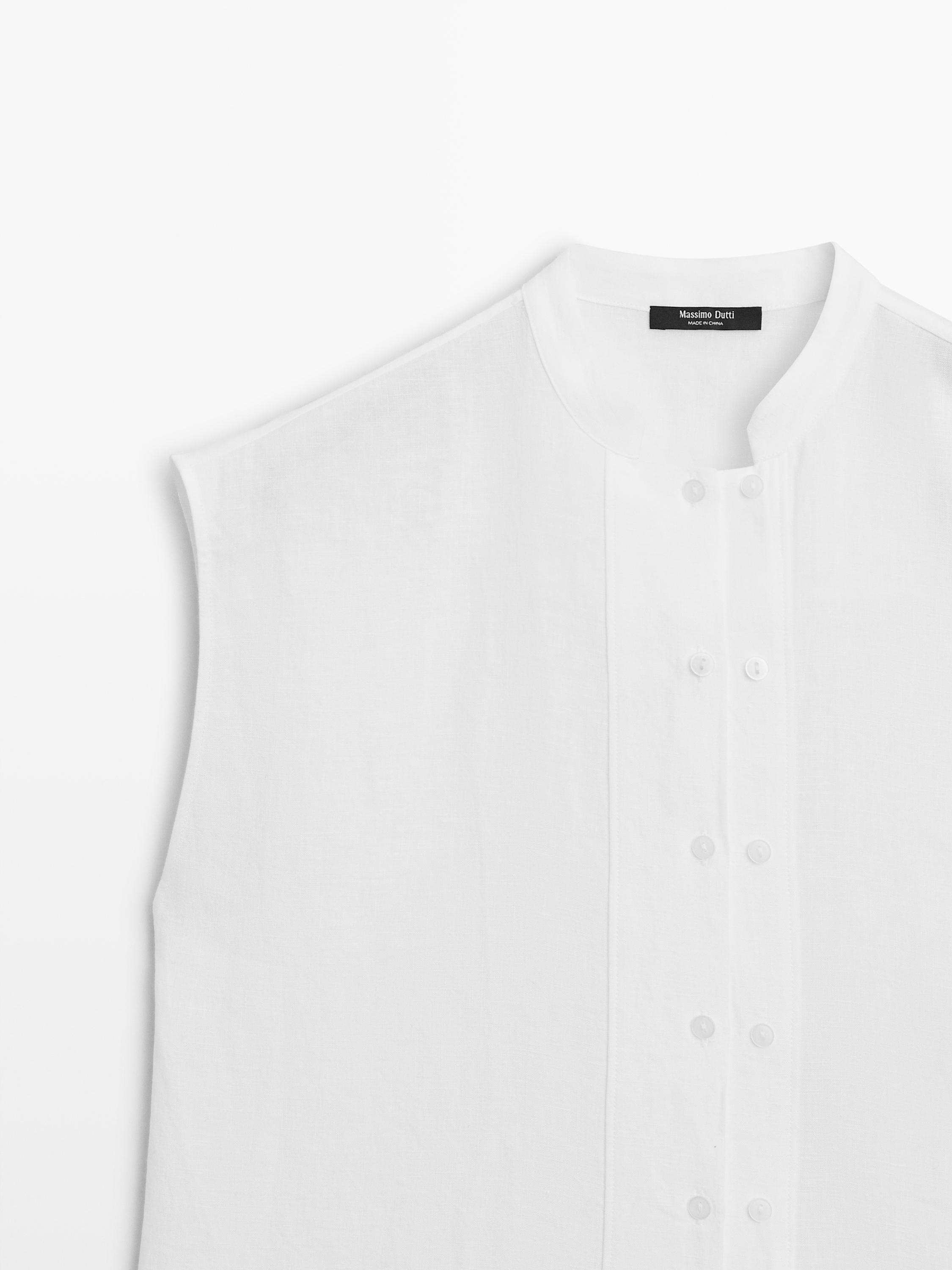 Camisa fluida detalle botones 100% lino