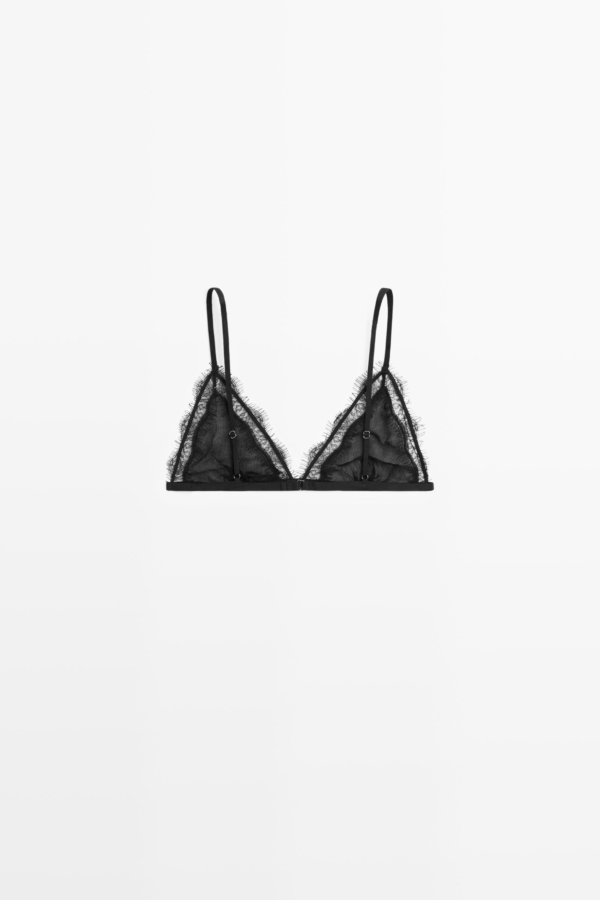 Bralette with lace detail — BLACK