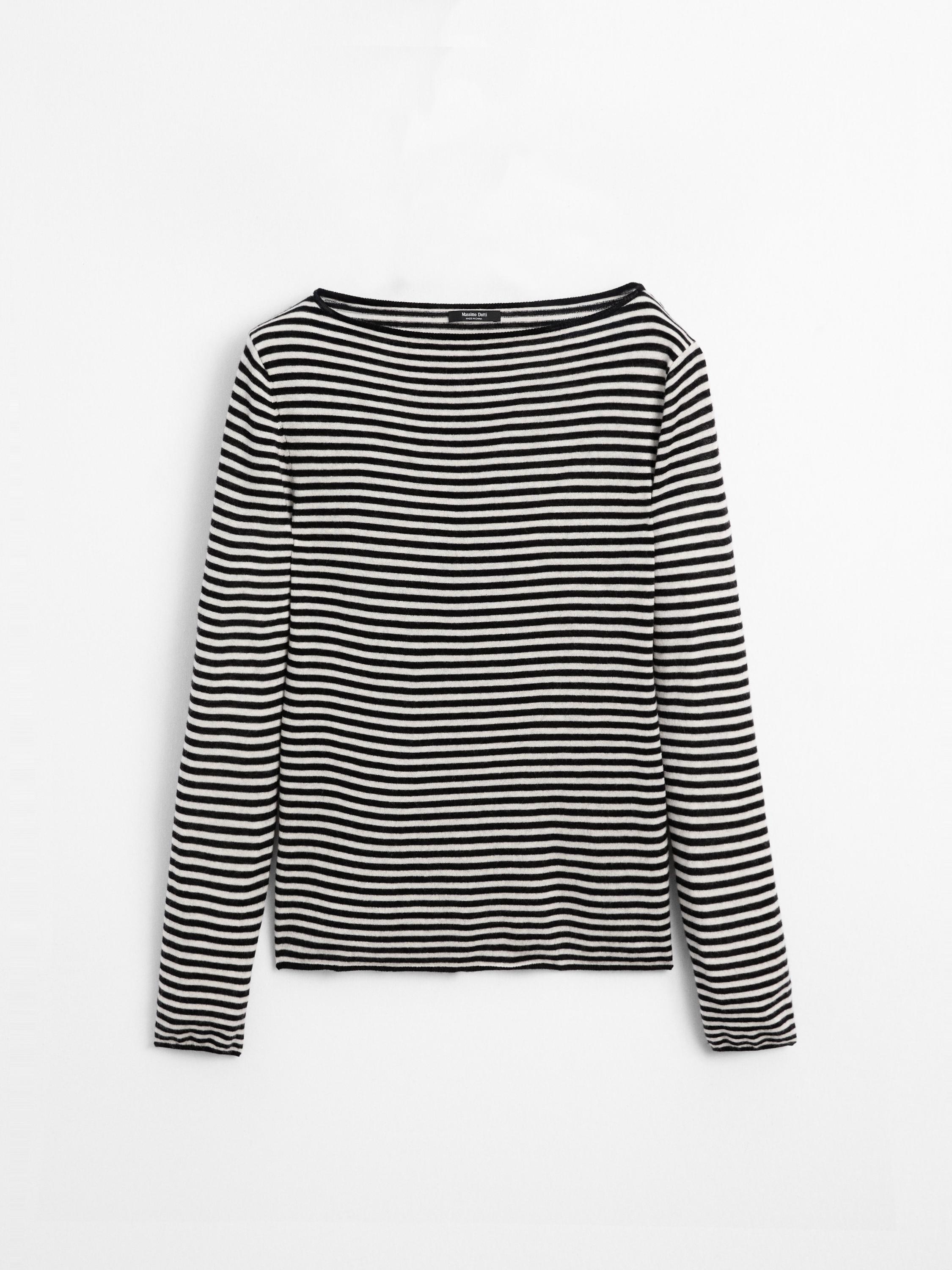 Striped long sleeve knit sweater