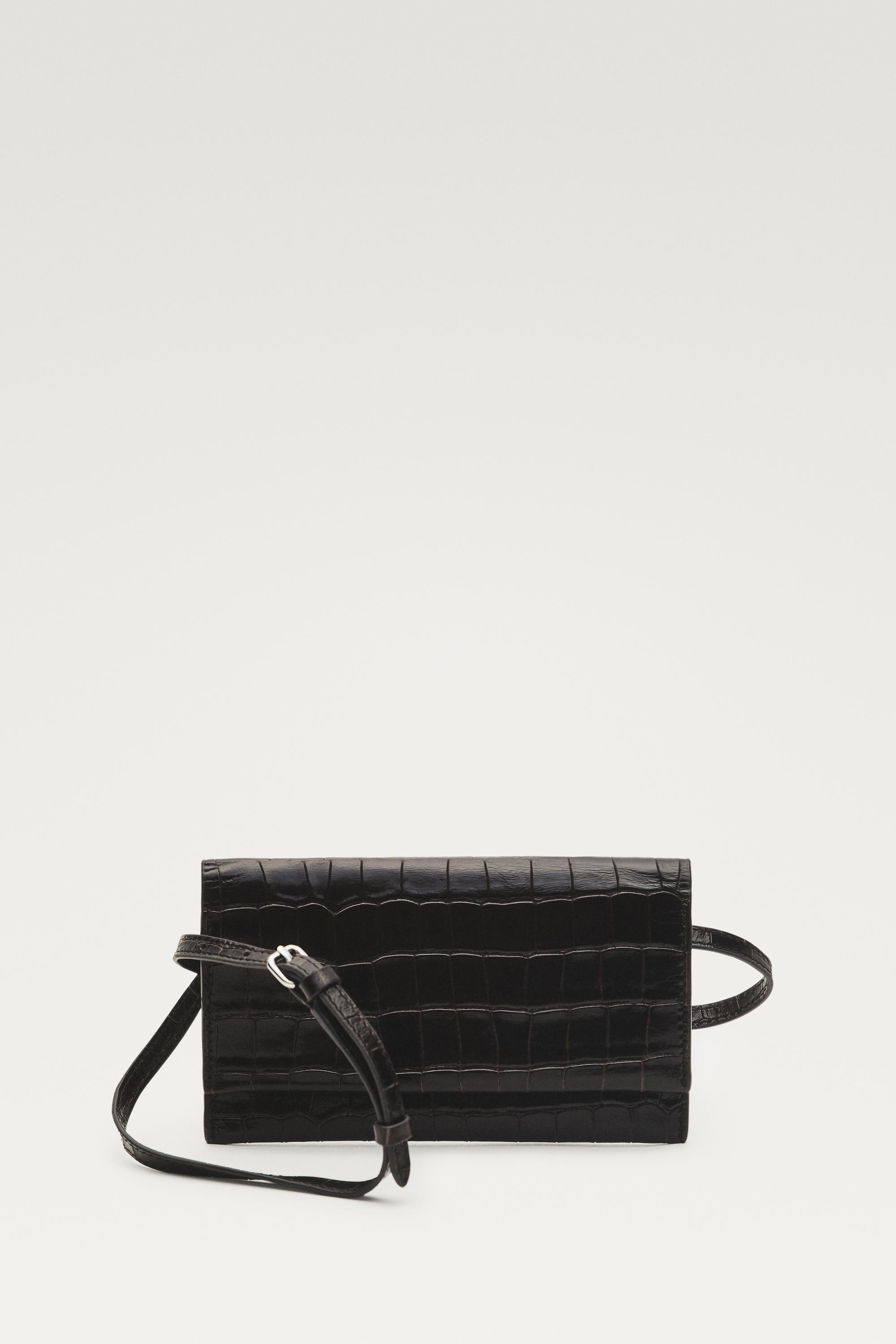 Crocodile-embossed leather belt bag
