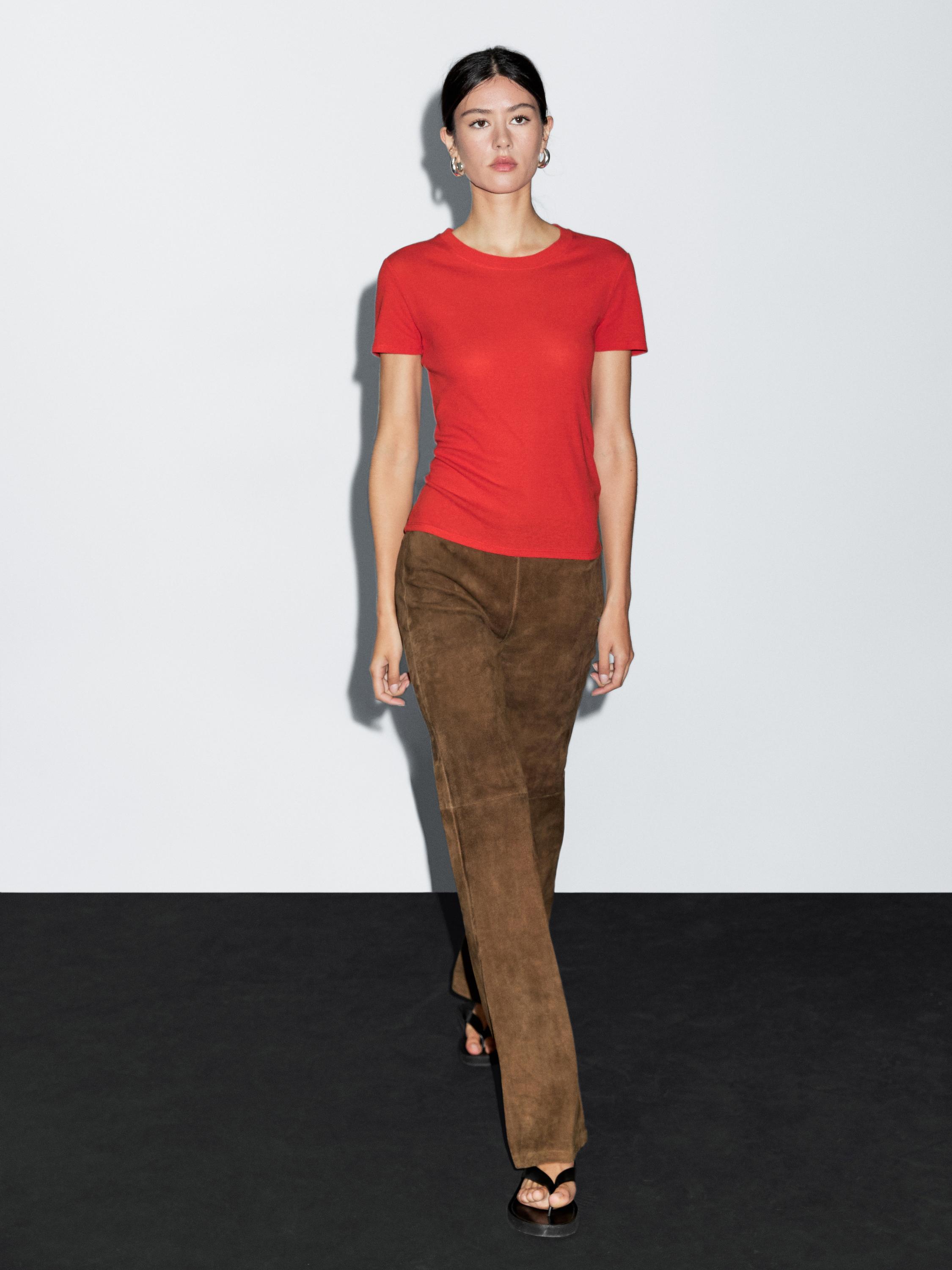 Textured crepe-effect cotton T-shirt
