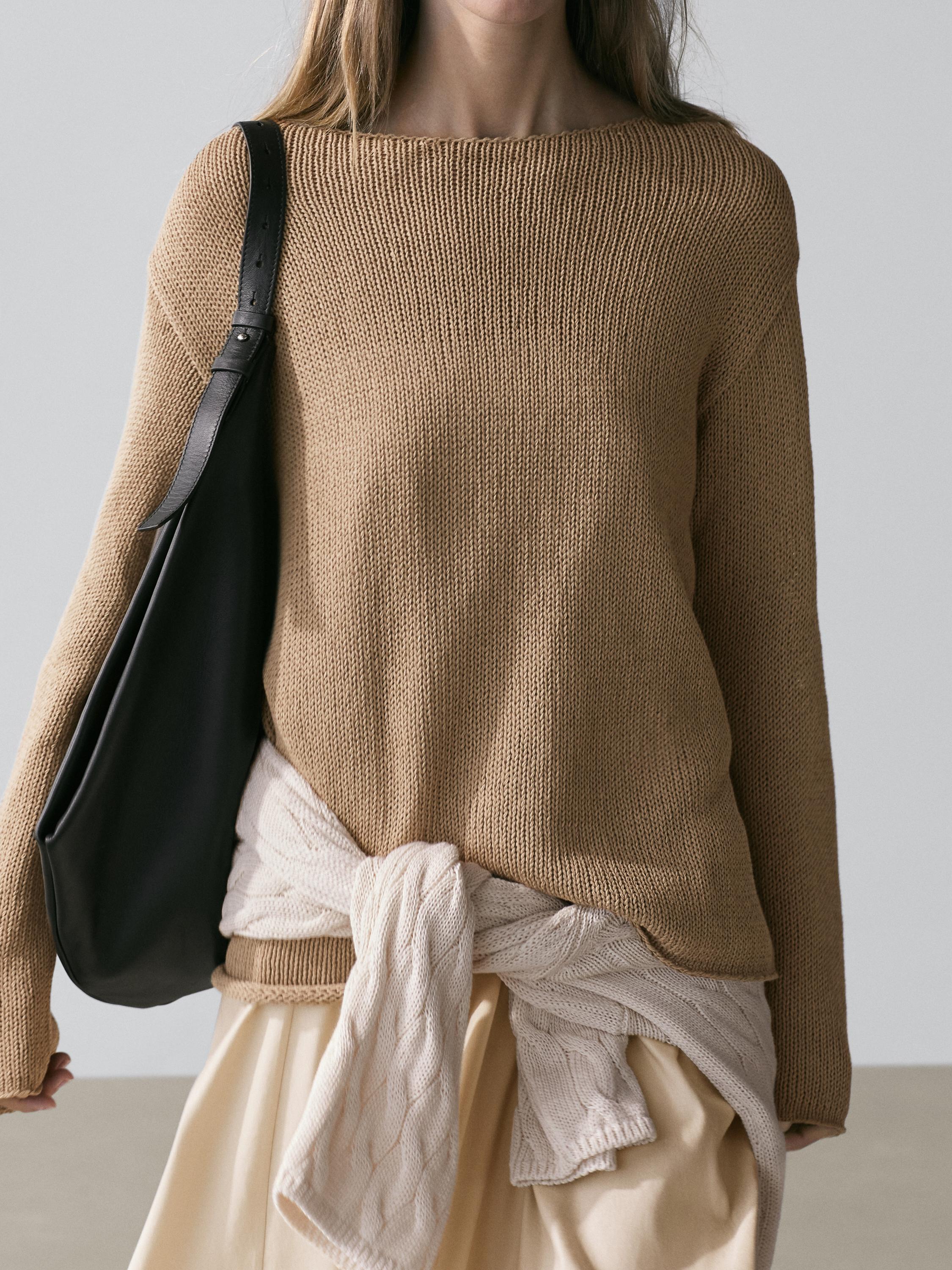 Cotton blend cutwork sweater