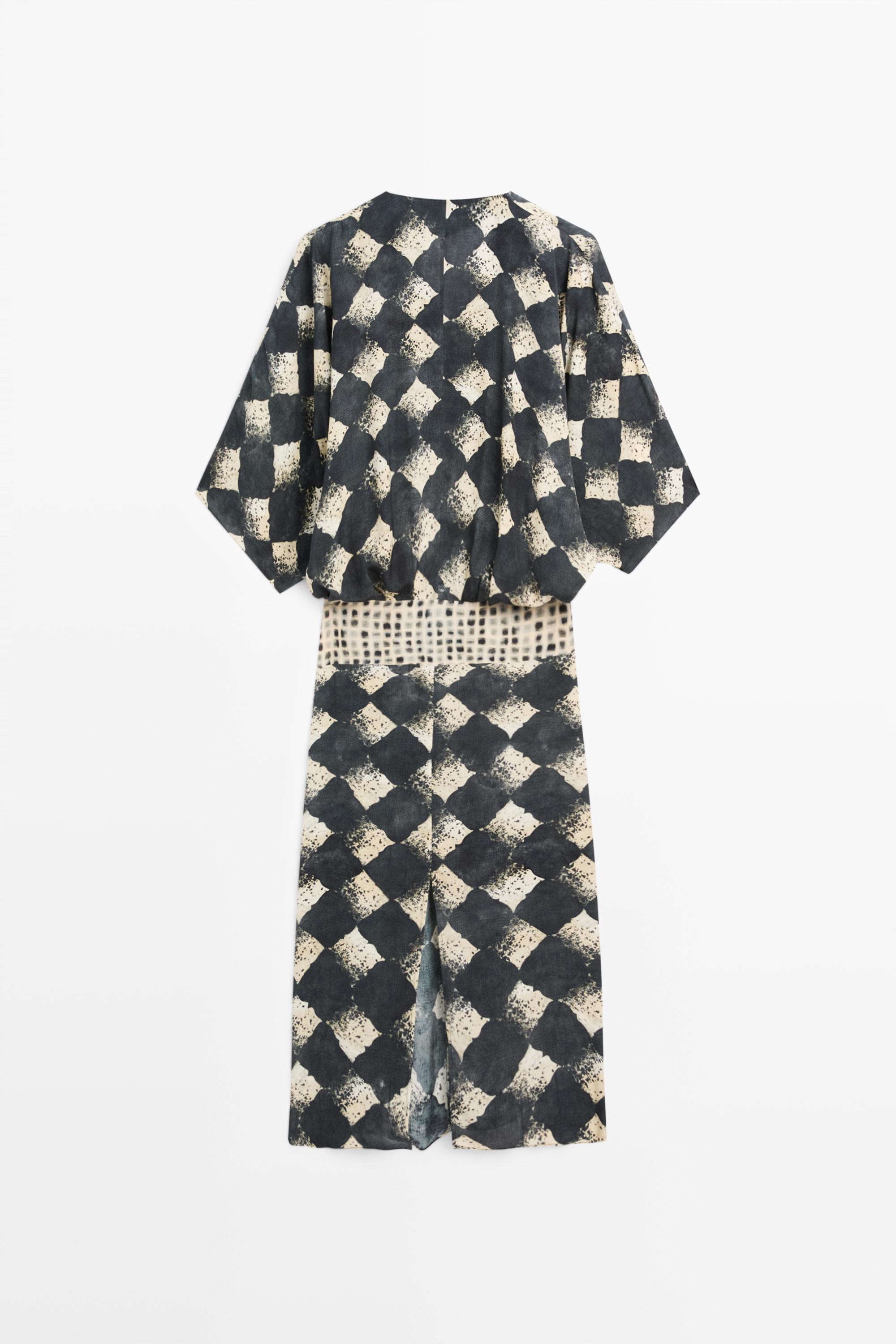 Flowing dress with sash belt detail — BLUE