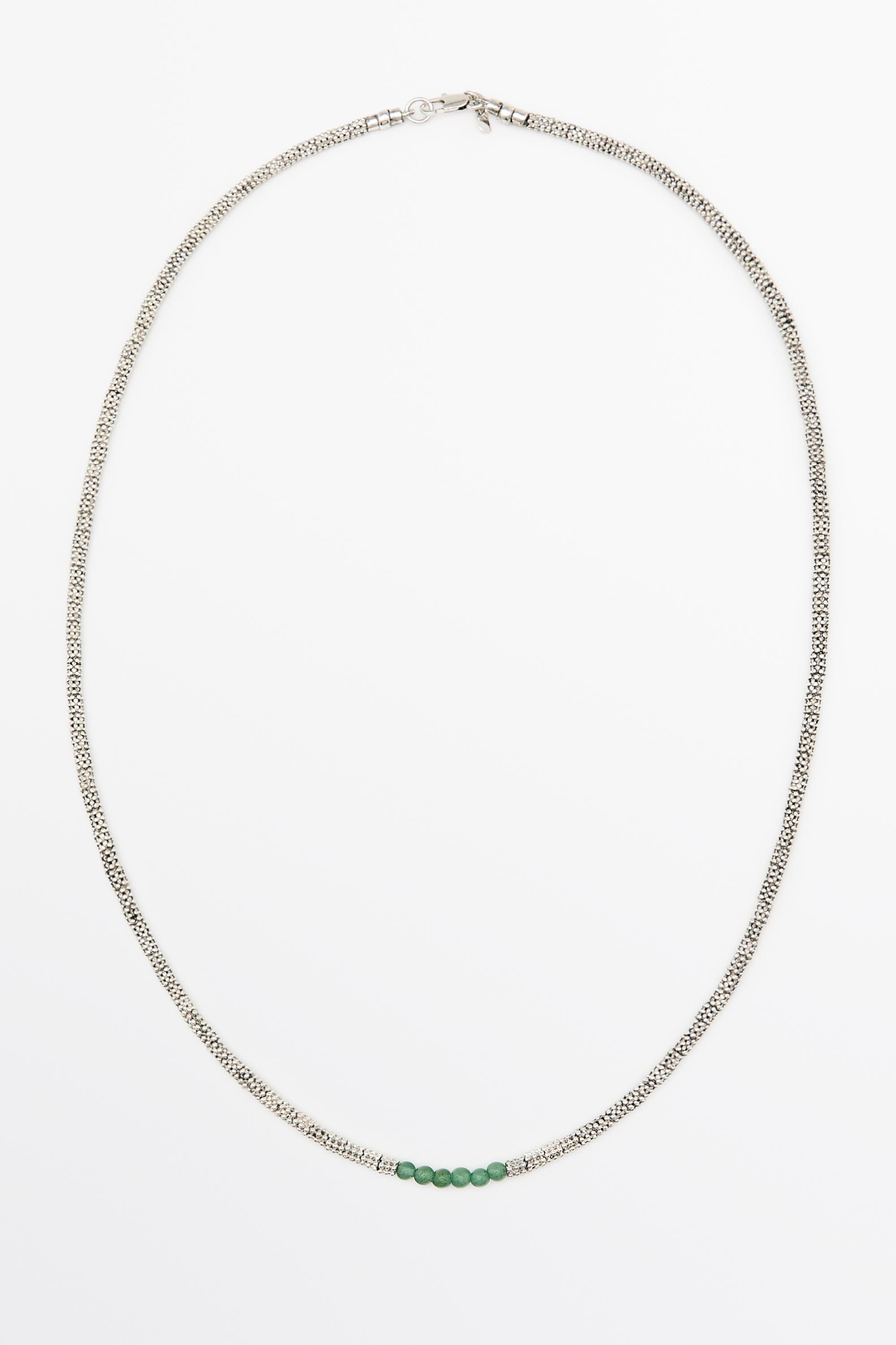 Mixed bead detail necklace — GREEN