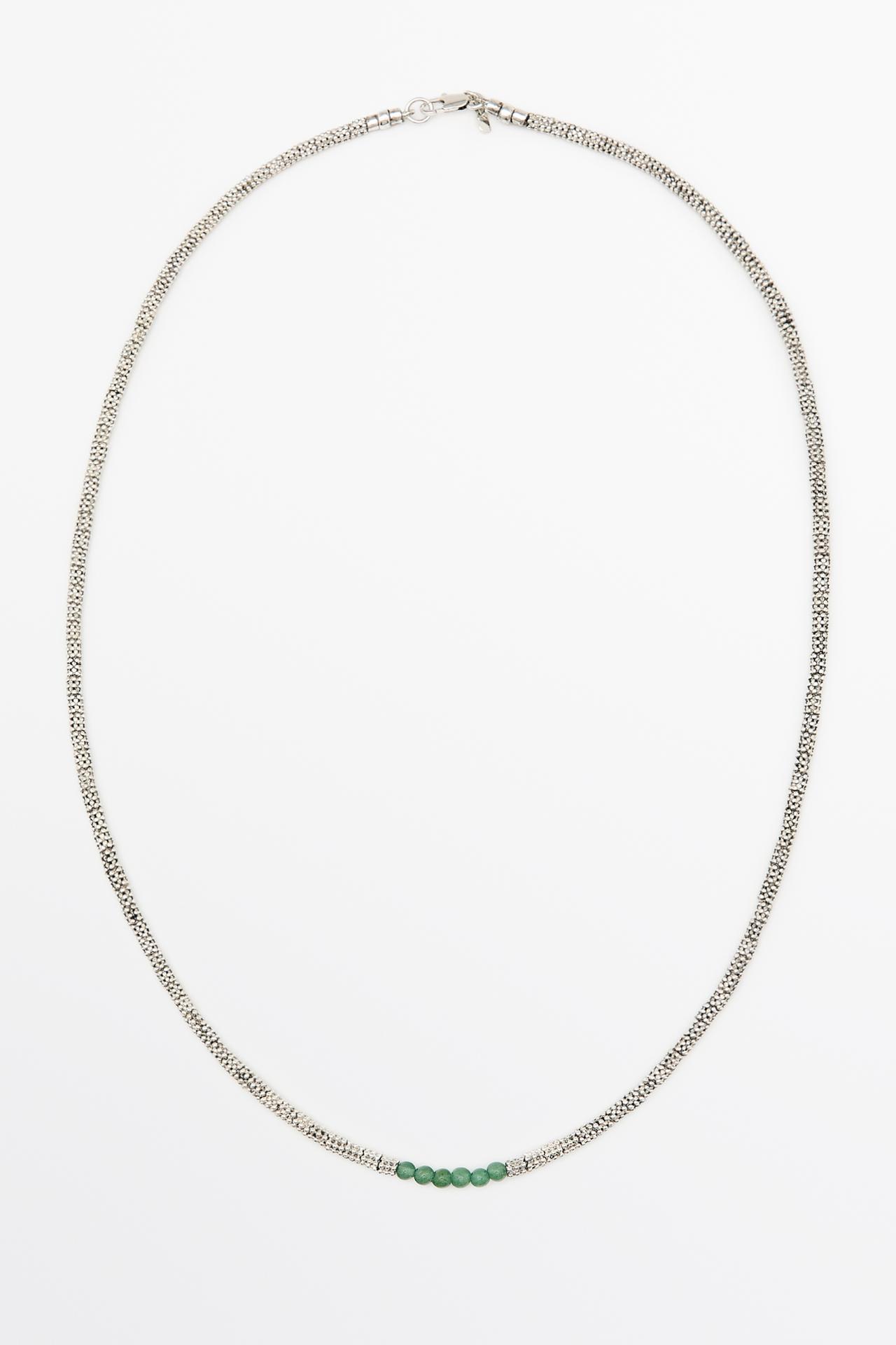 Mixed bead detail necklace — GREEN