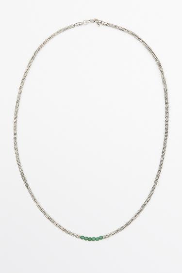 Mixed bead detail necklace — GREEN 1