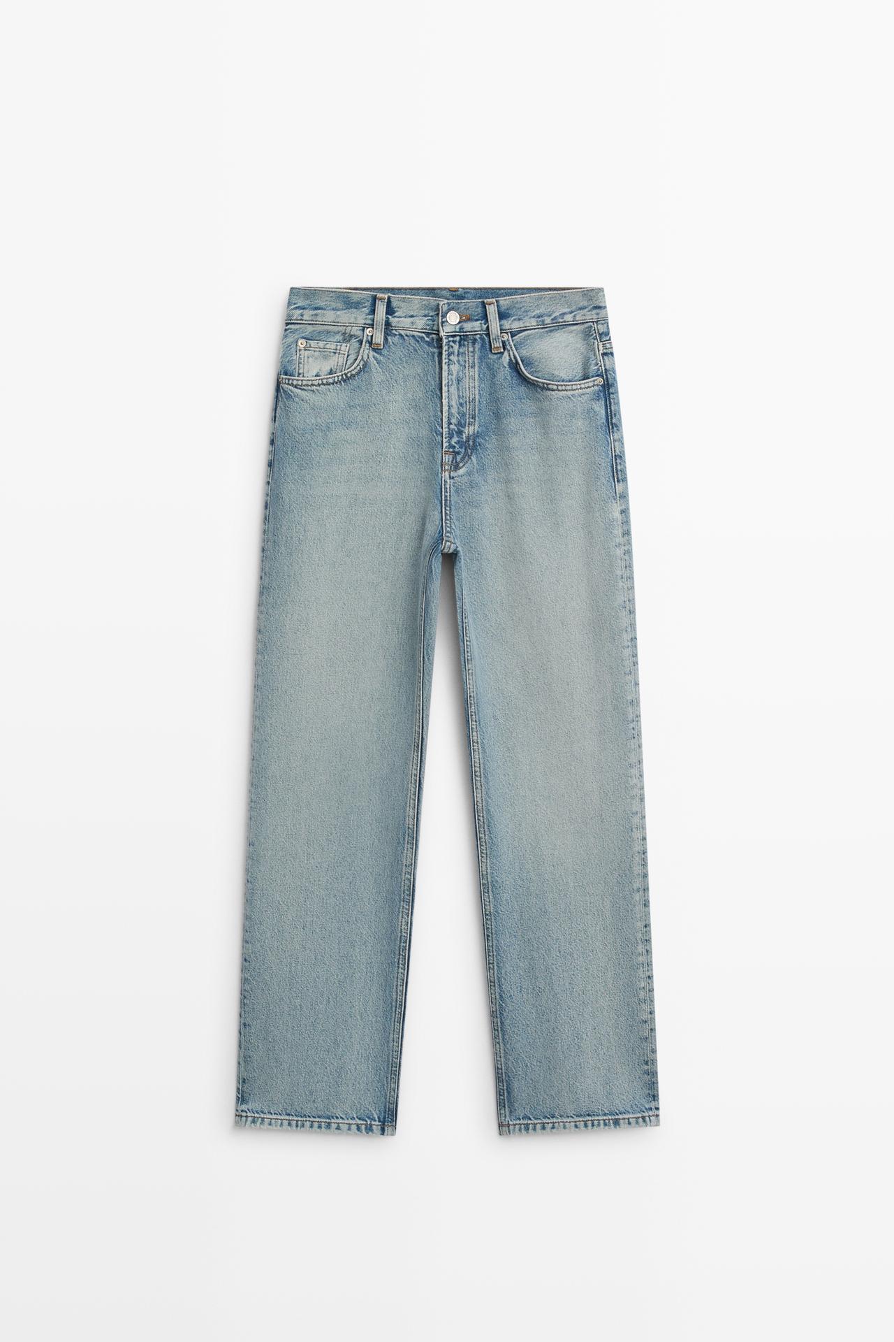 High-waist straight-leg jeans — Light Blue