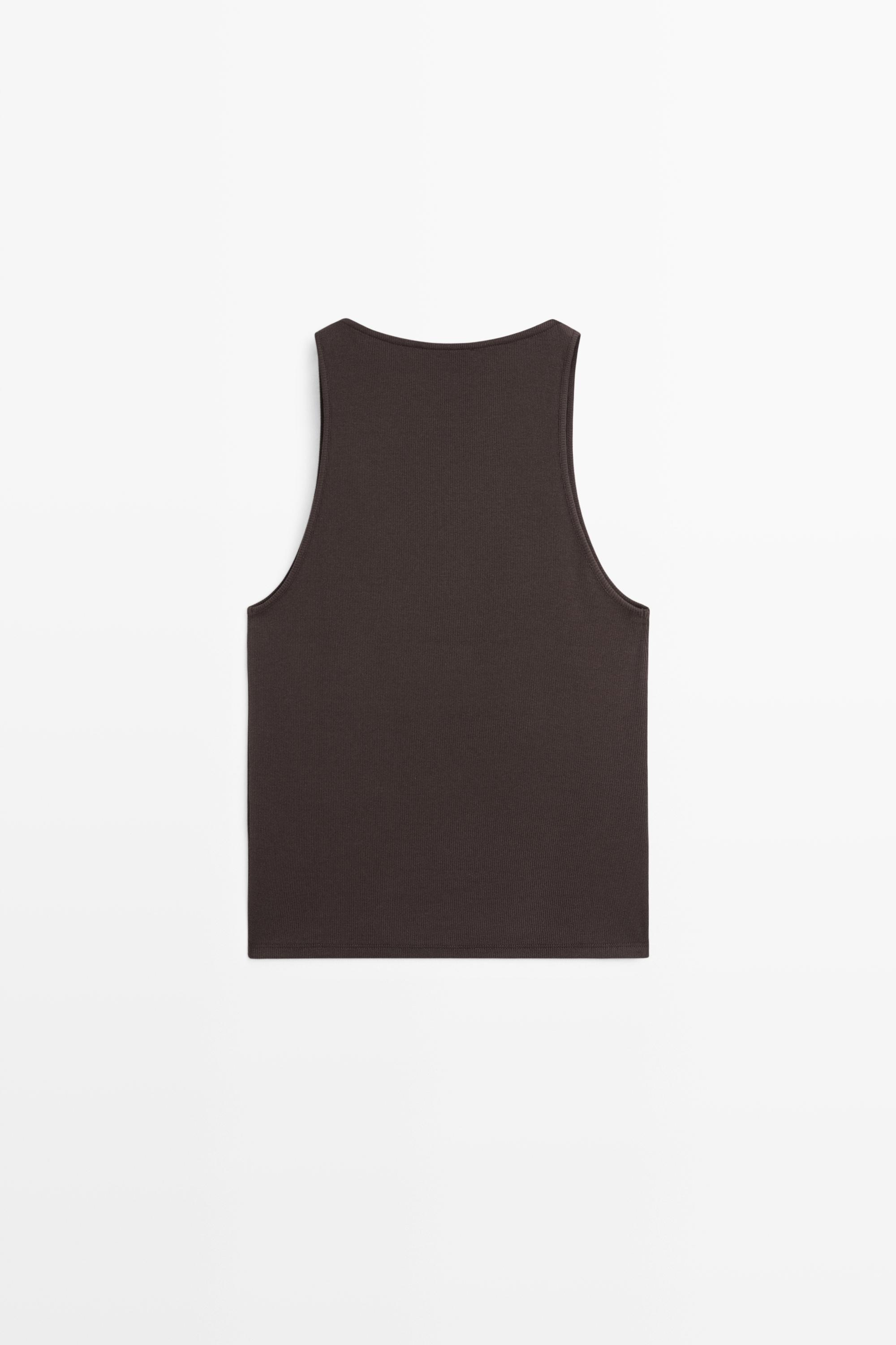 V-neck top with lace detail — BROWN