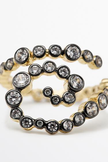 Spiral rhinestone ring — GOLDEN 3