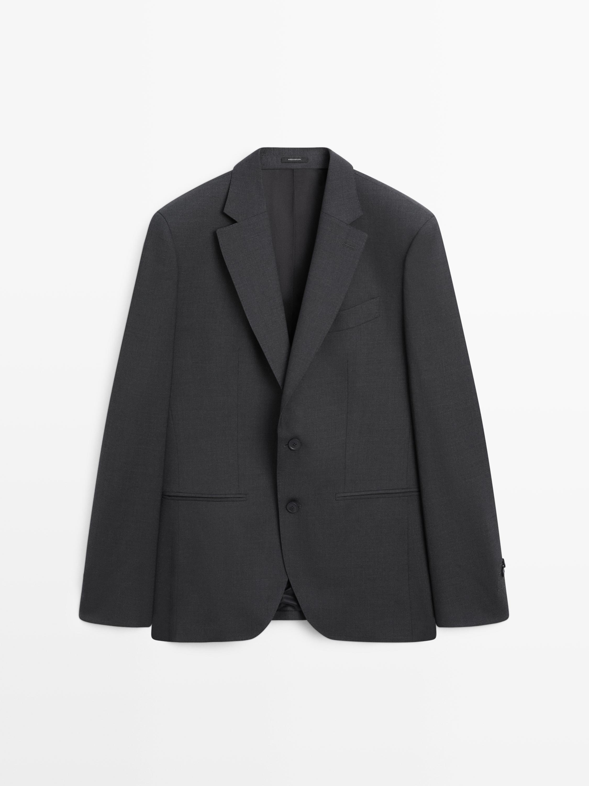 100% cool wool suit blazer — CHARCOAL
