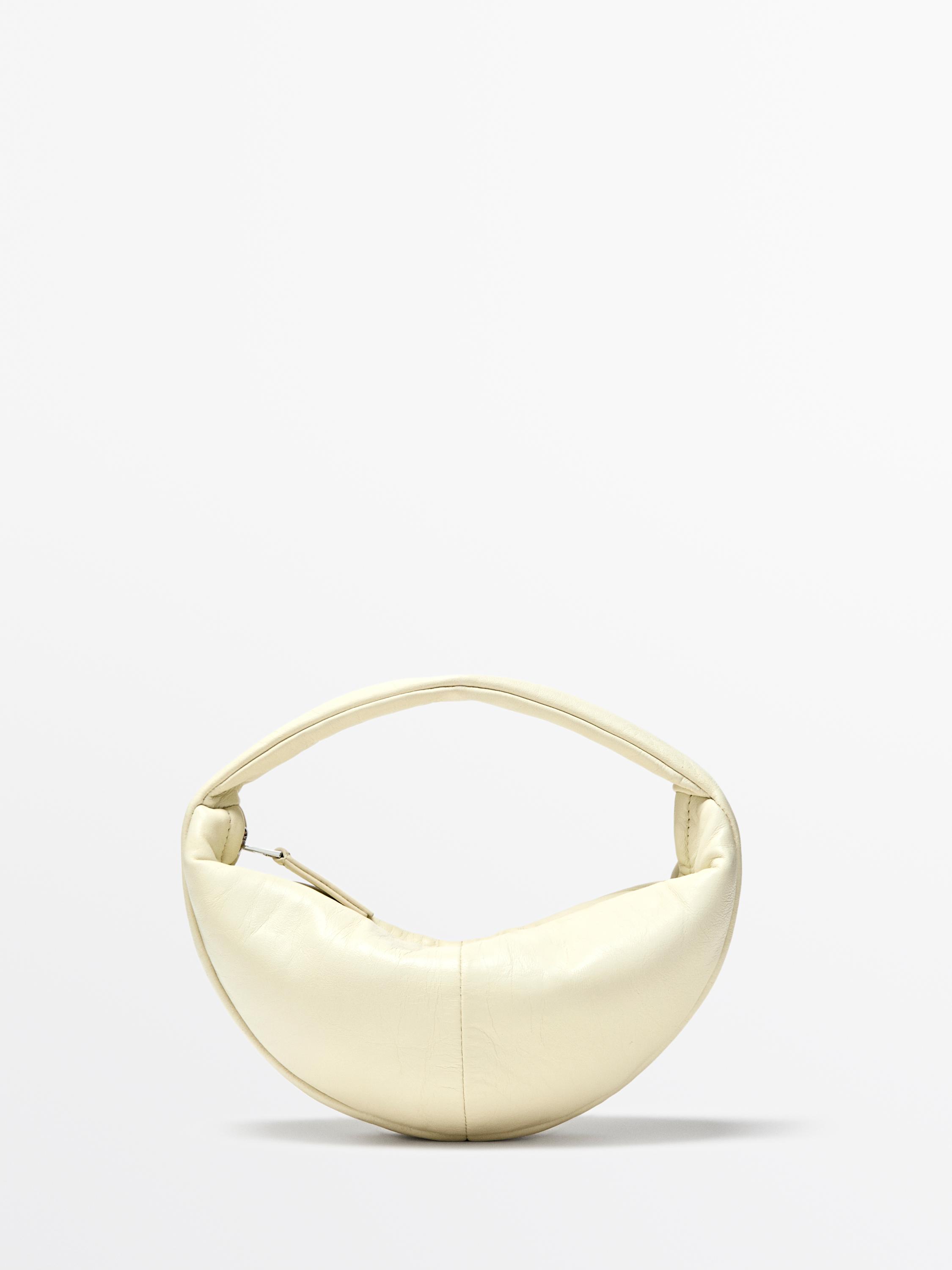 Mini nappa leather half-moon bag — WHITE