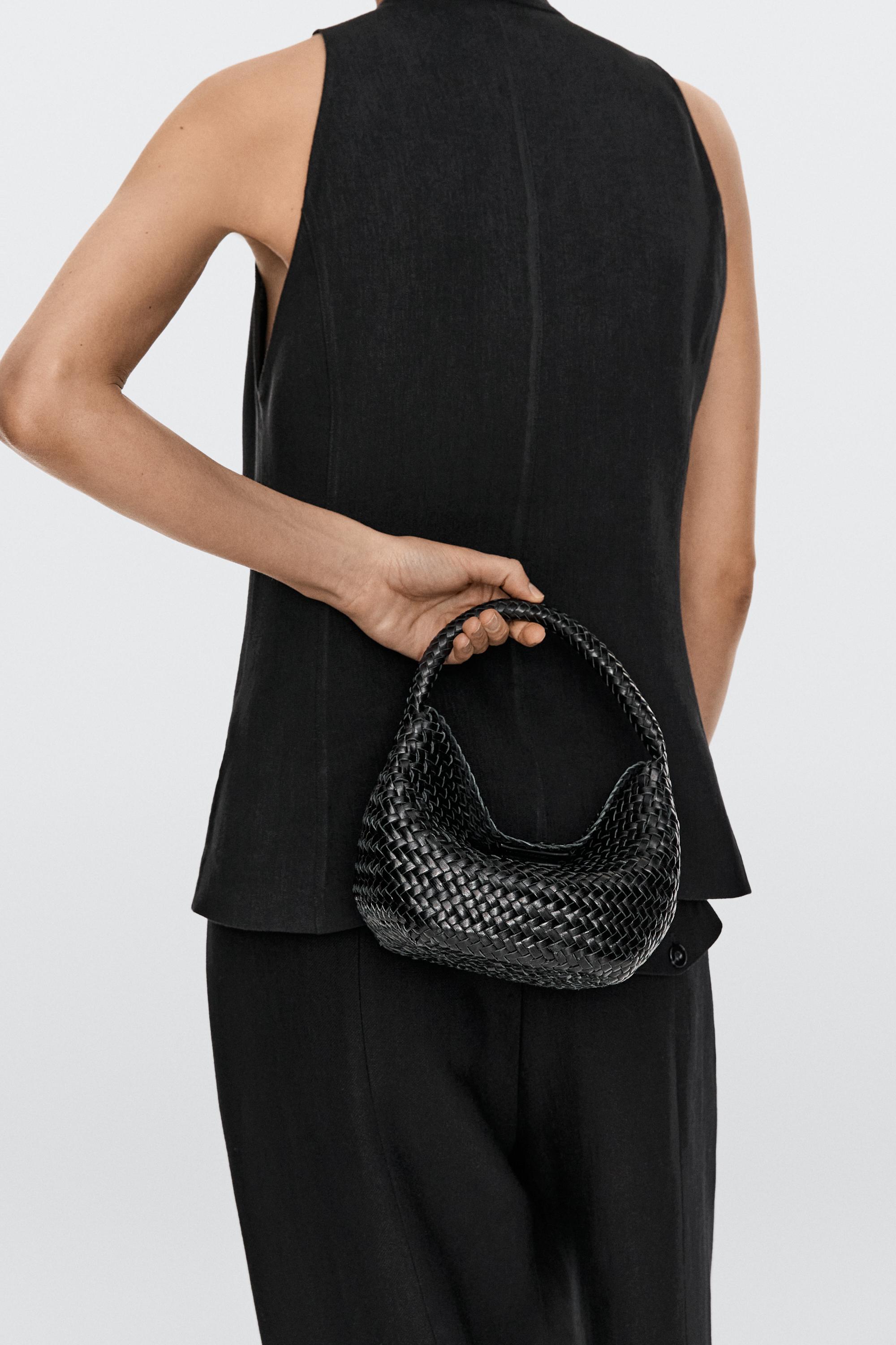 Mini sac tressé cuir nappa
