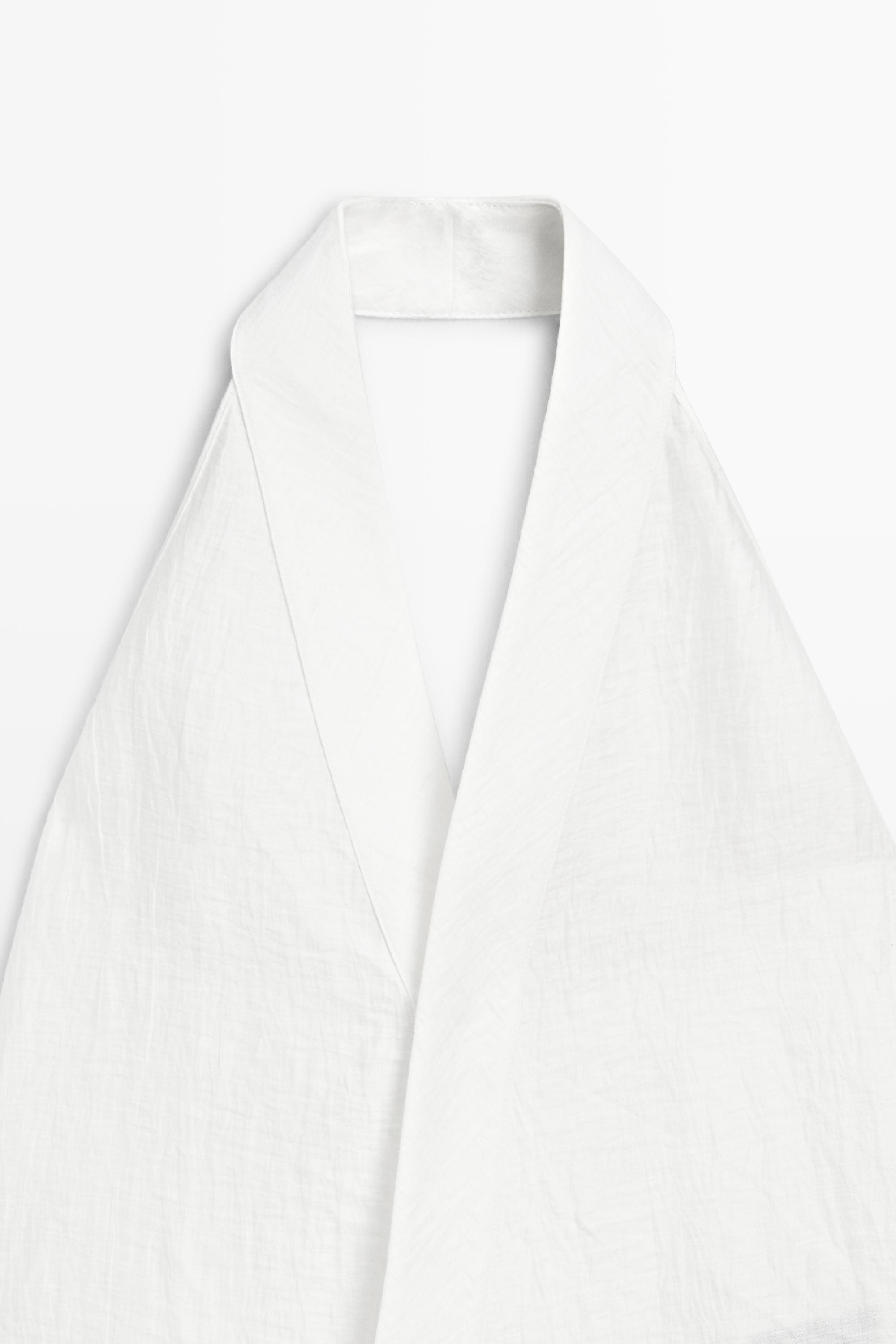Linen blend crossover halter top — Off white