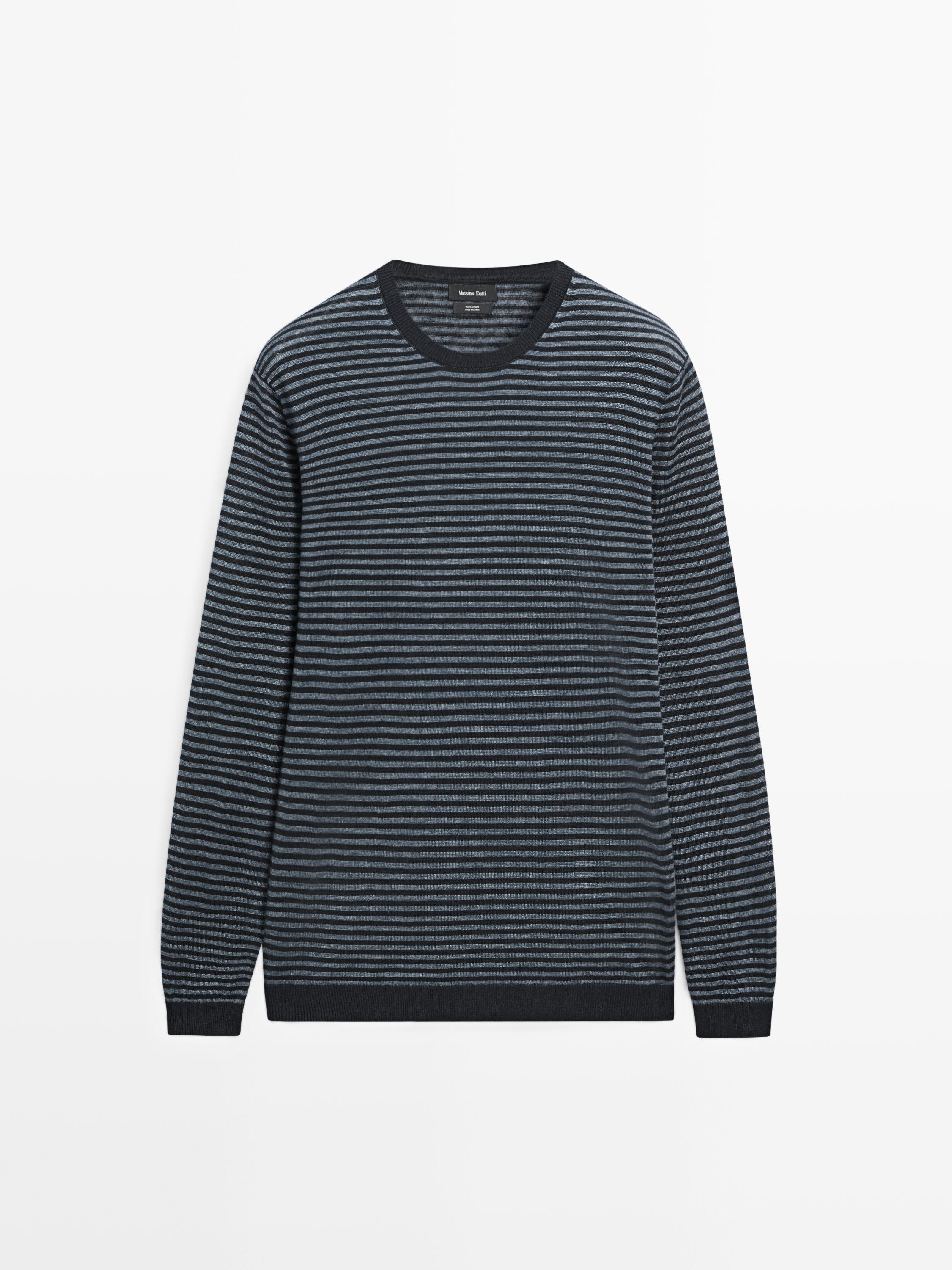 Camisola com detalhe de riscas de linho