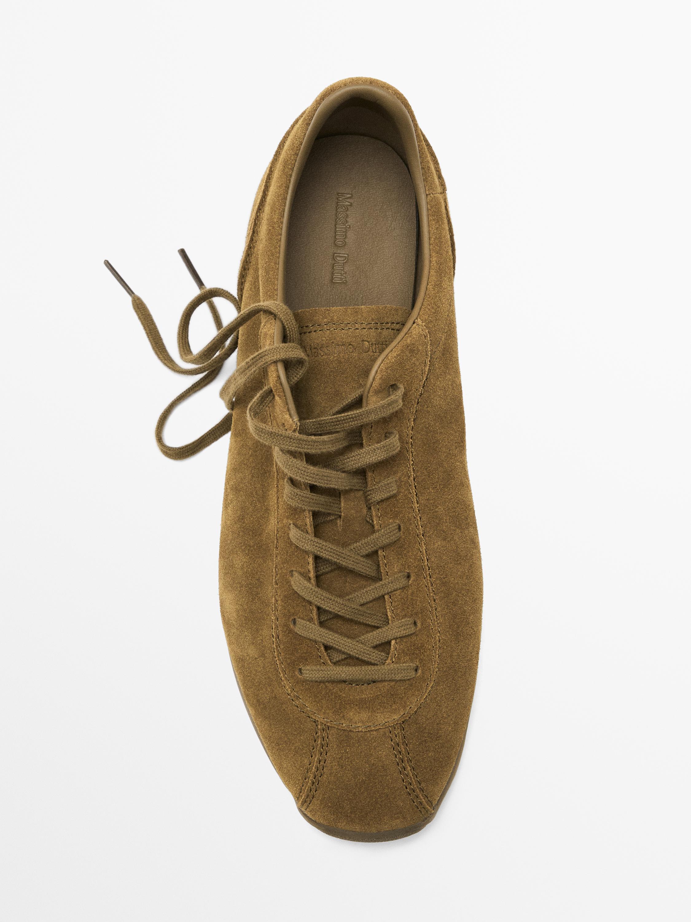 Split suede trainers