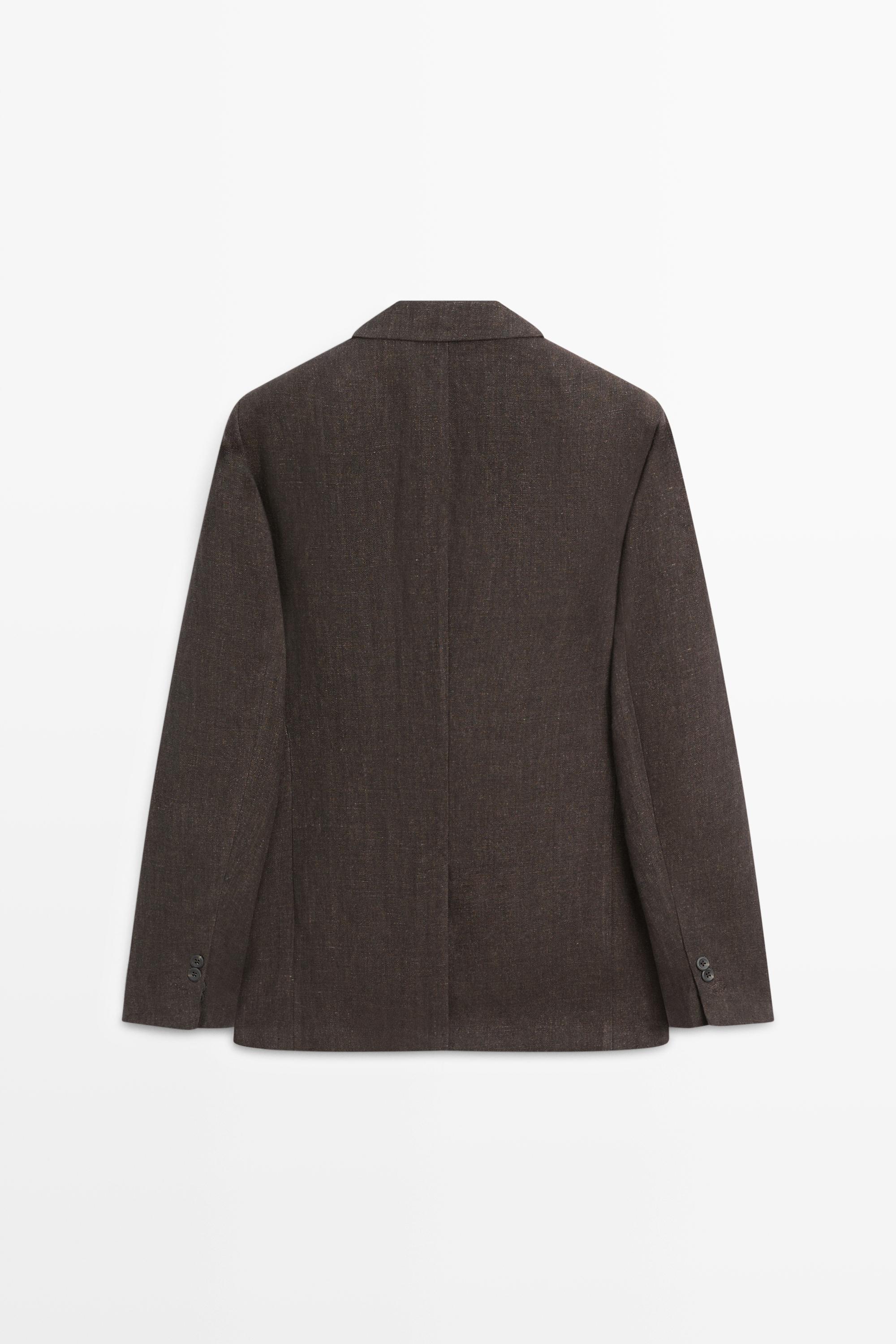 100% linen melange blazer — BROWN