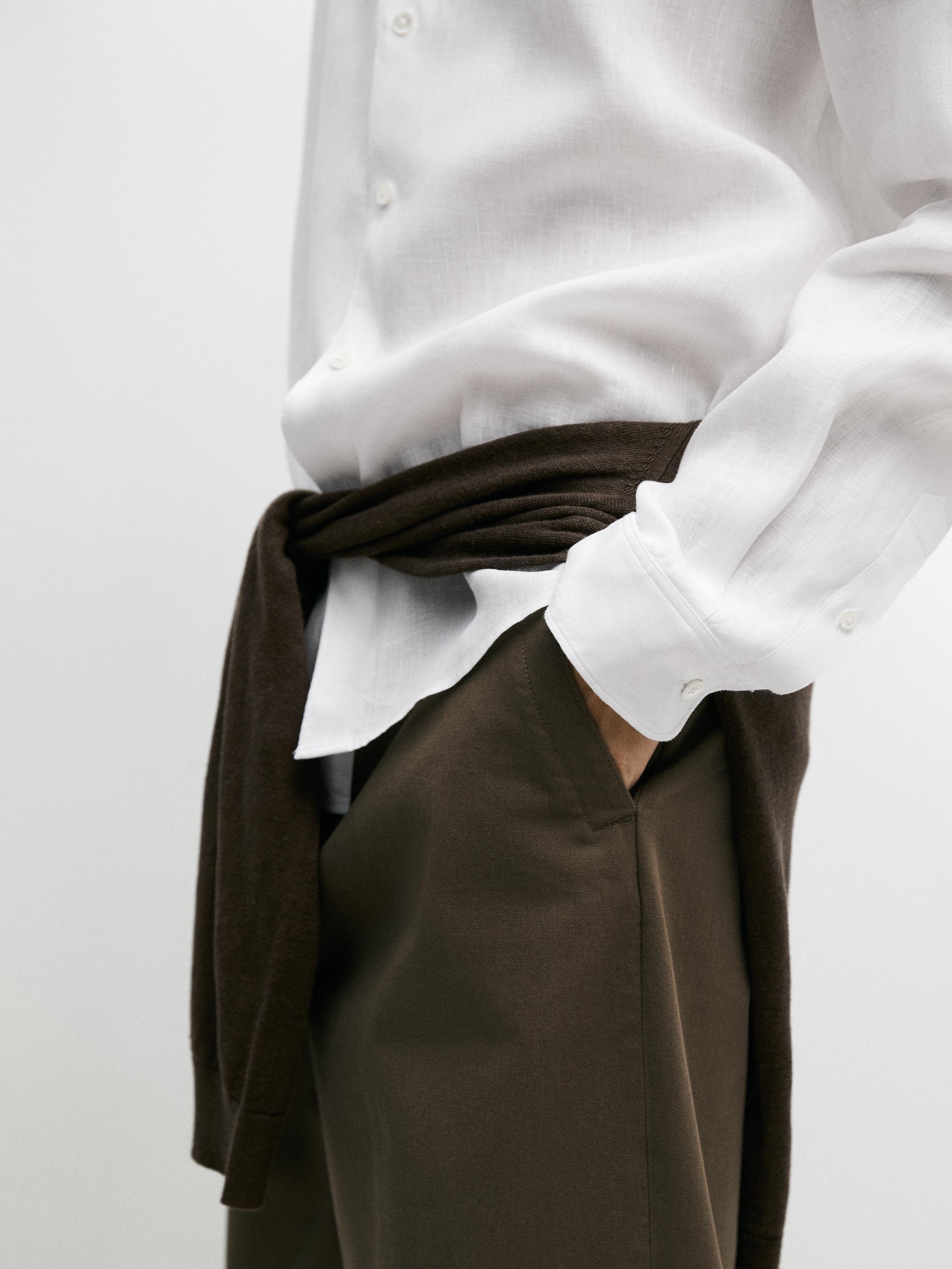 Extra fine regular fit linen shirt — WHITE